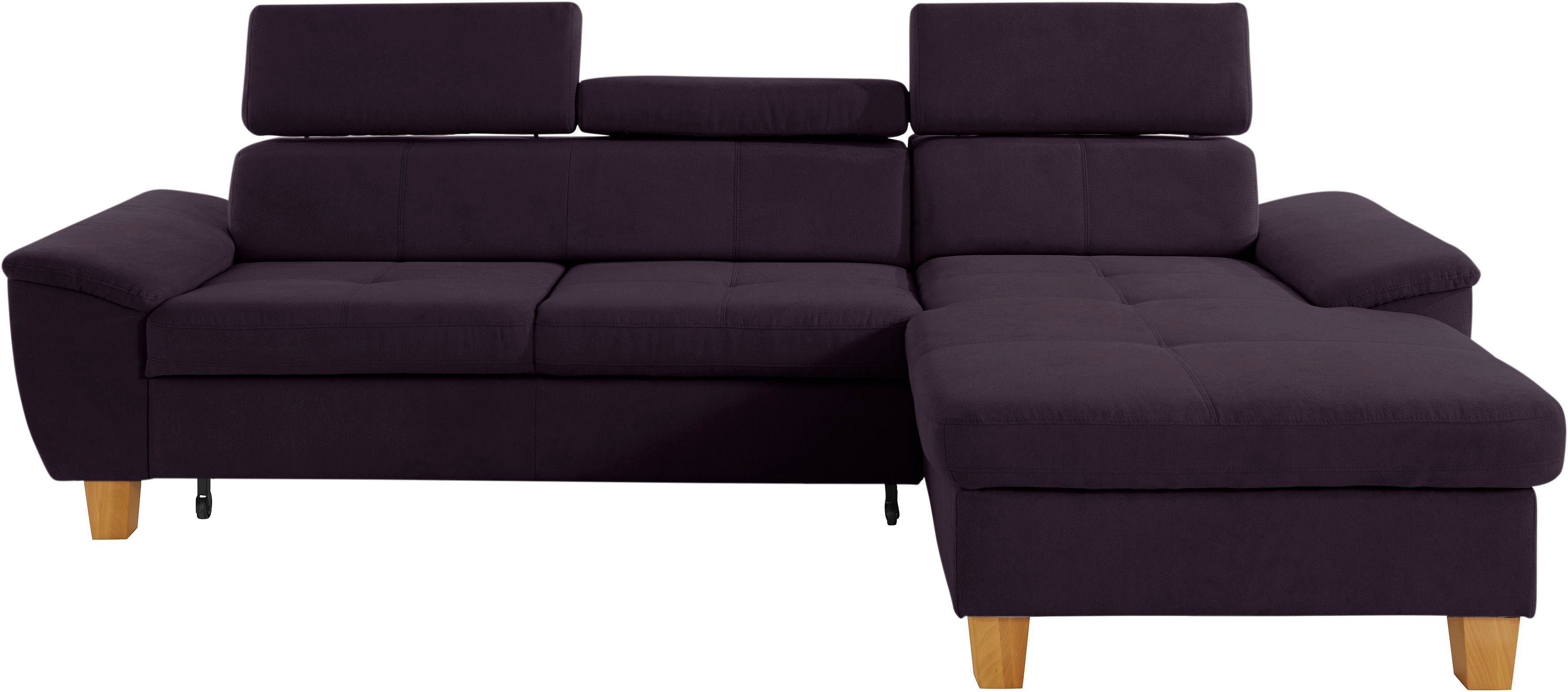 exxpo - sofa fashion Hoekbank Enya, uitgebreide afwerking, hoog zitcomfort, comfortabel, L-vorm inclusief verstelbare hoofdsteun, naar keuze met slaapfunctie en bedkist