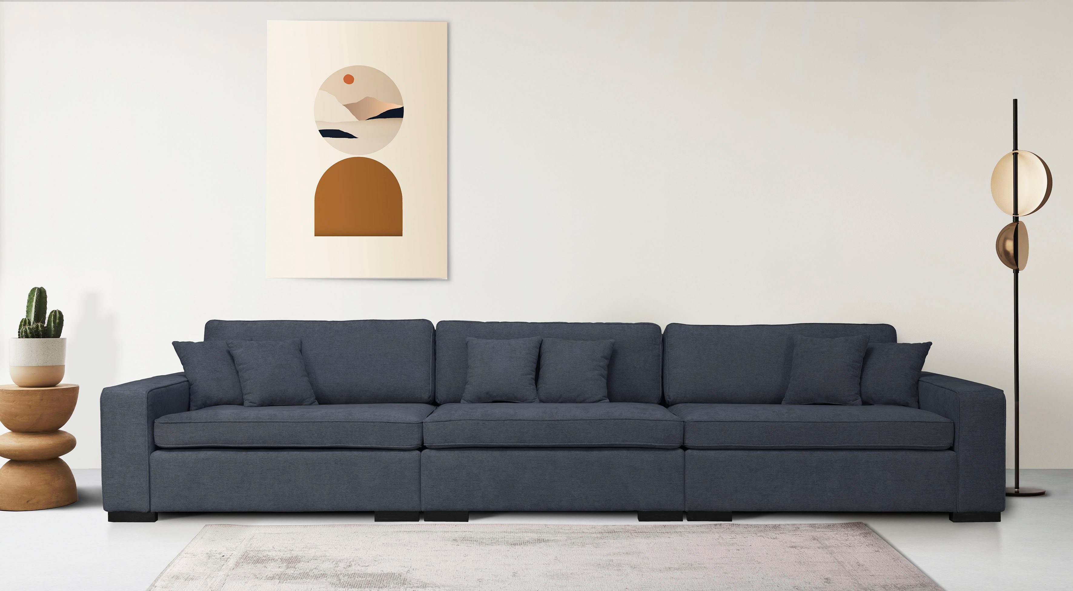 Guido Maria Kretschmer Home&Living 3-zitsbank Skara XXL Loungebank XXL met binnenveringsinterieur, in vele overtrekkwaliteiten blauw, 3-zitsbanken