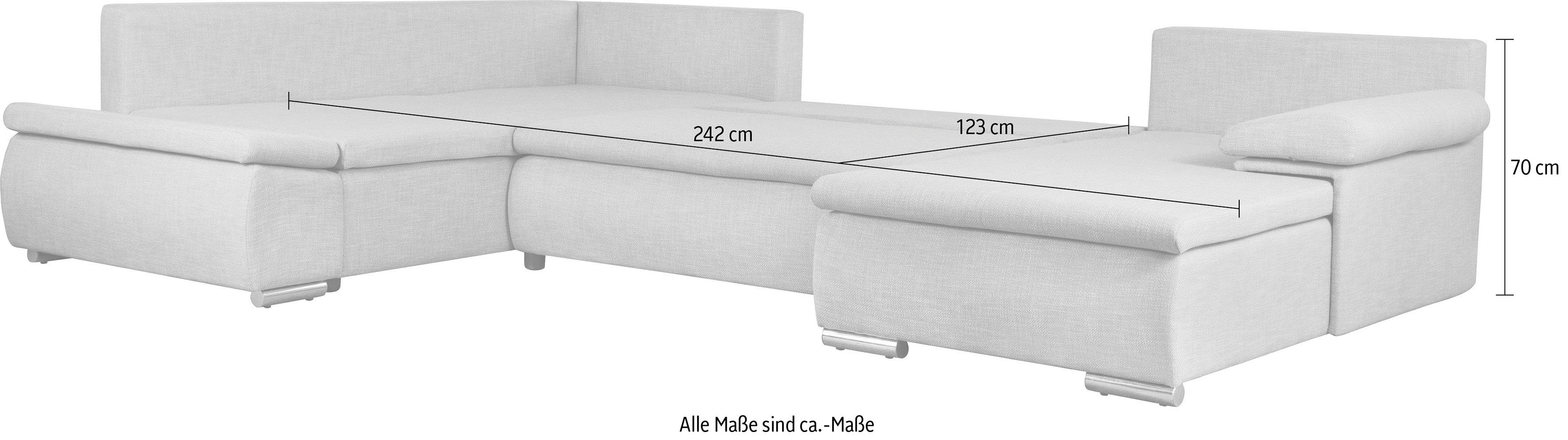 Home affaire Zithoek Acra U-vorm met slaapfunctie en bedkist, in gevlochten look