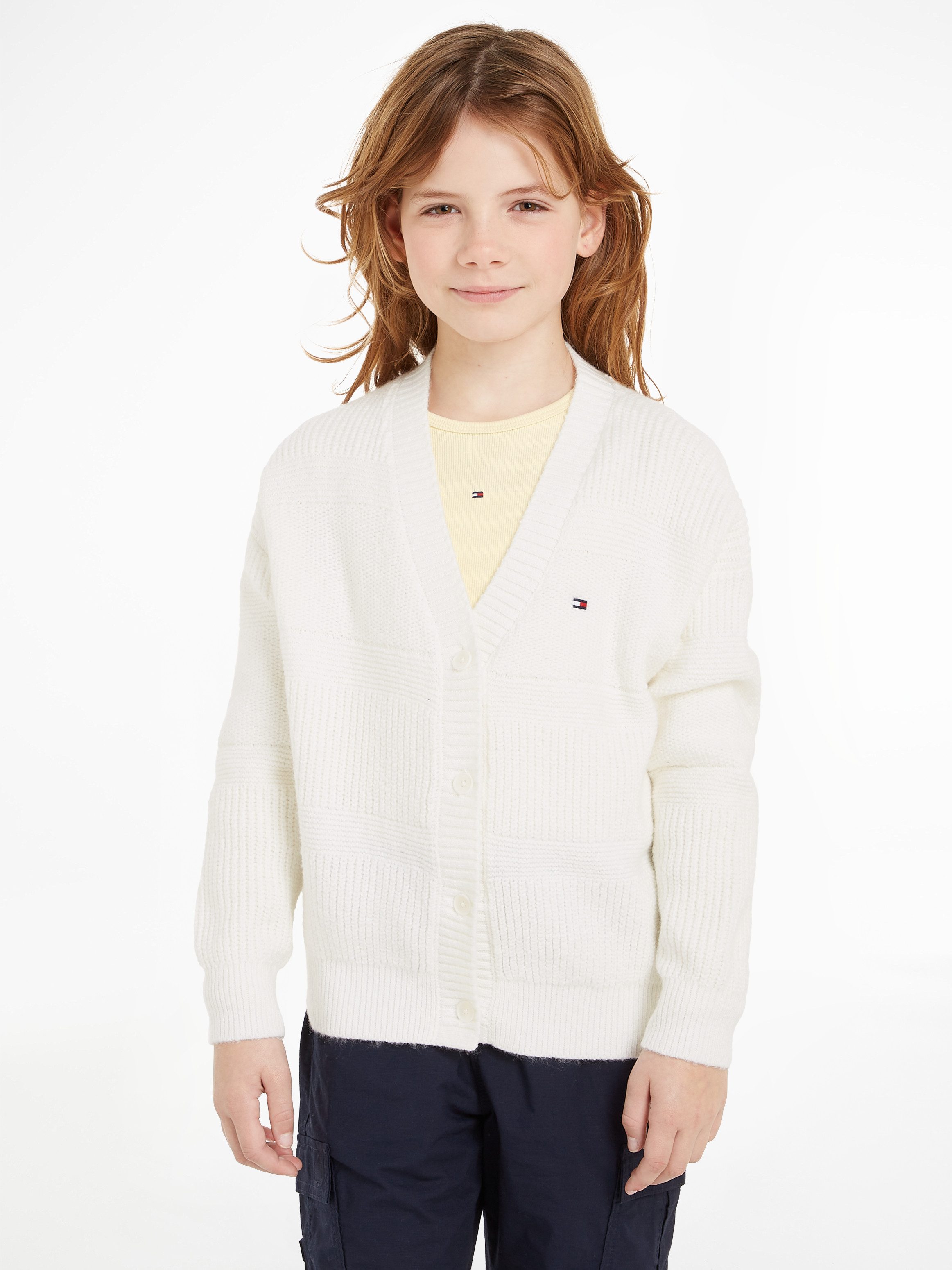 Tommy Hilfiger Vest MIX TEXTURED CARDIGAN Kinderen tot 16 jaar met logostiksel