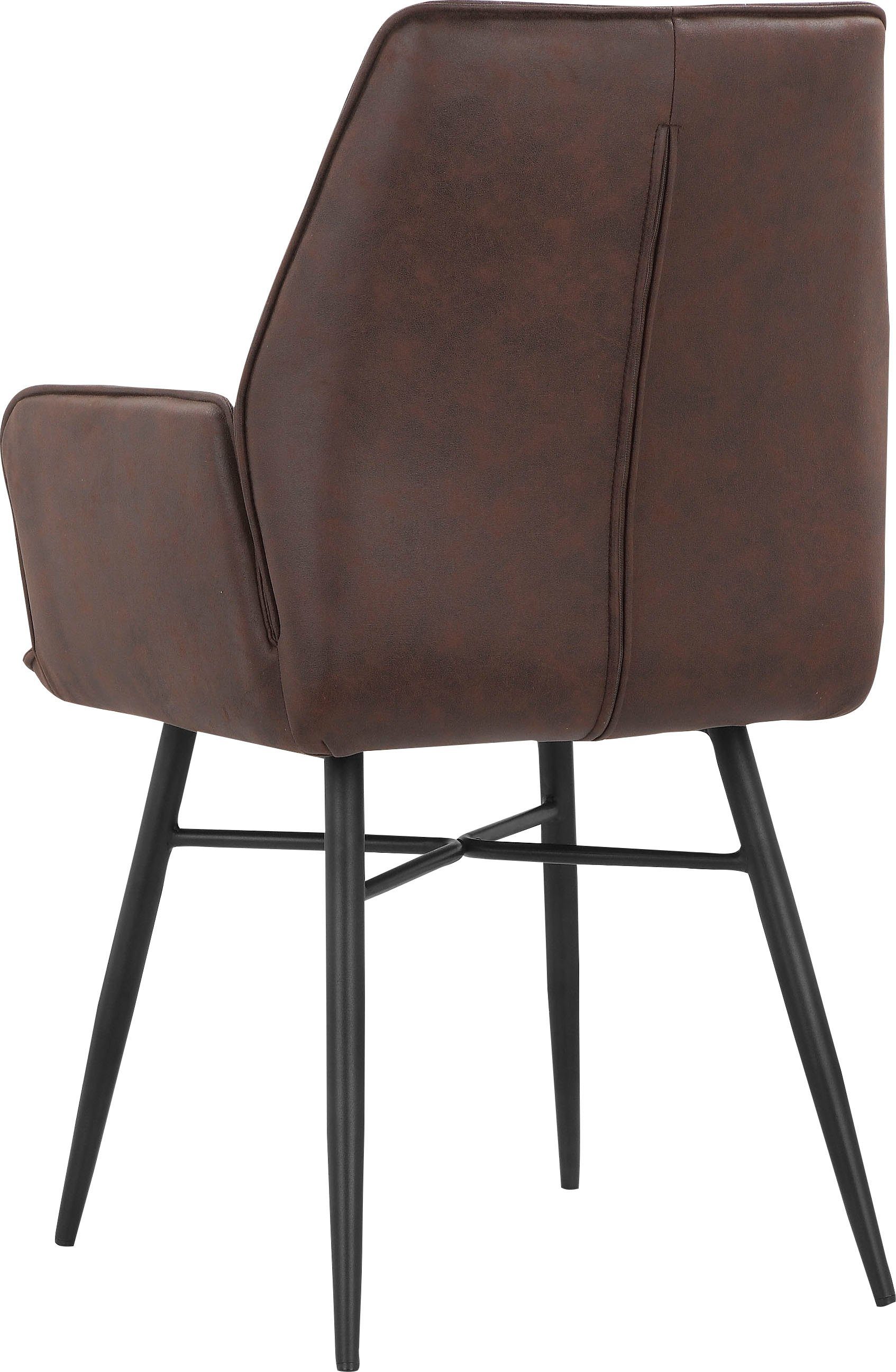Leonique Eetkamerstoel Hrodwyn Zacht beklede zitting, met horizontale naden op de achterkant, zithoogte 52 cm (2 stuks)