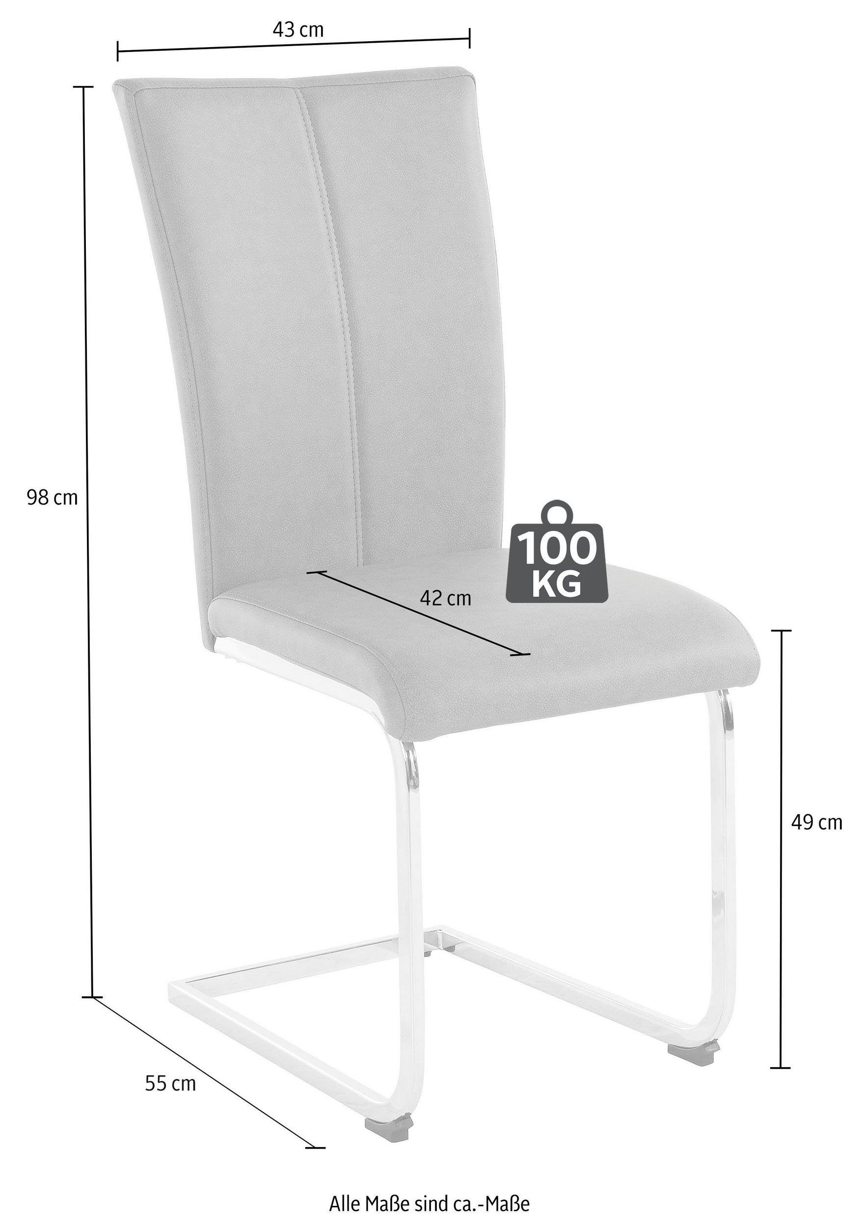 Home affaire Vrijdragende stoel Alex Stoel belastbaar tot 120 kg, frame in chroom-look (set, 2 stuks)