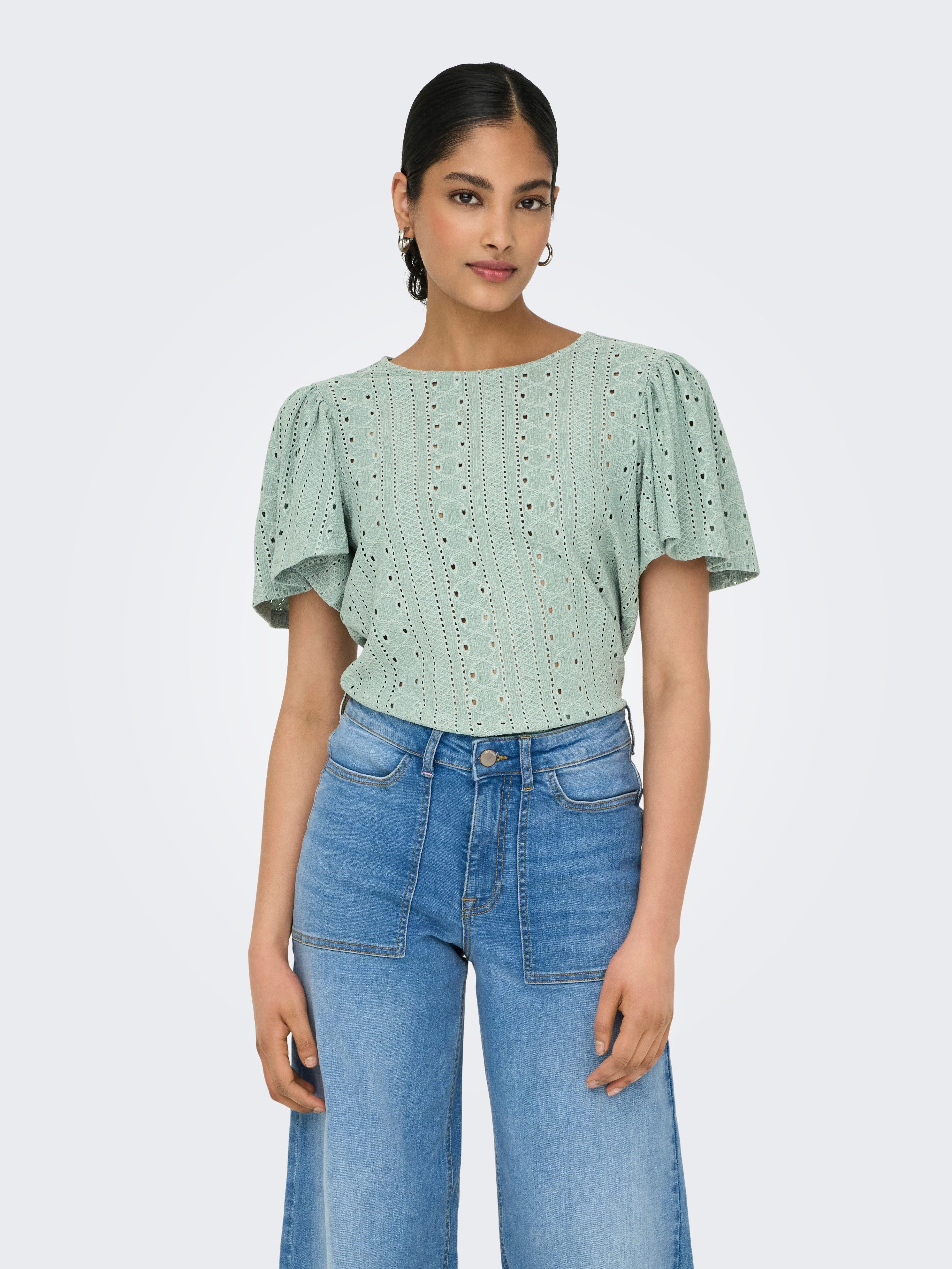 Only Shirt met korte mouwen ONLRIVERSIDE S/S FLAIRED TOP JRS