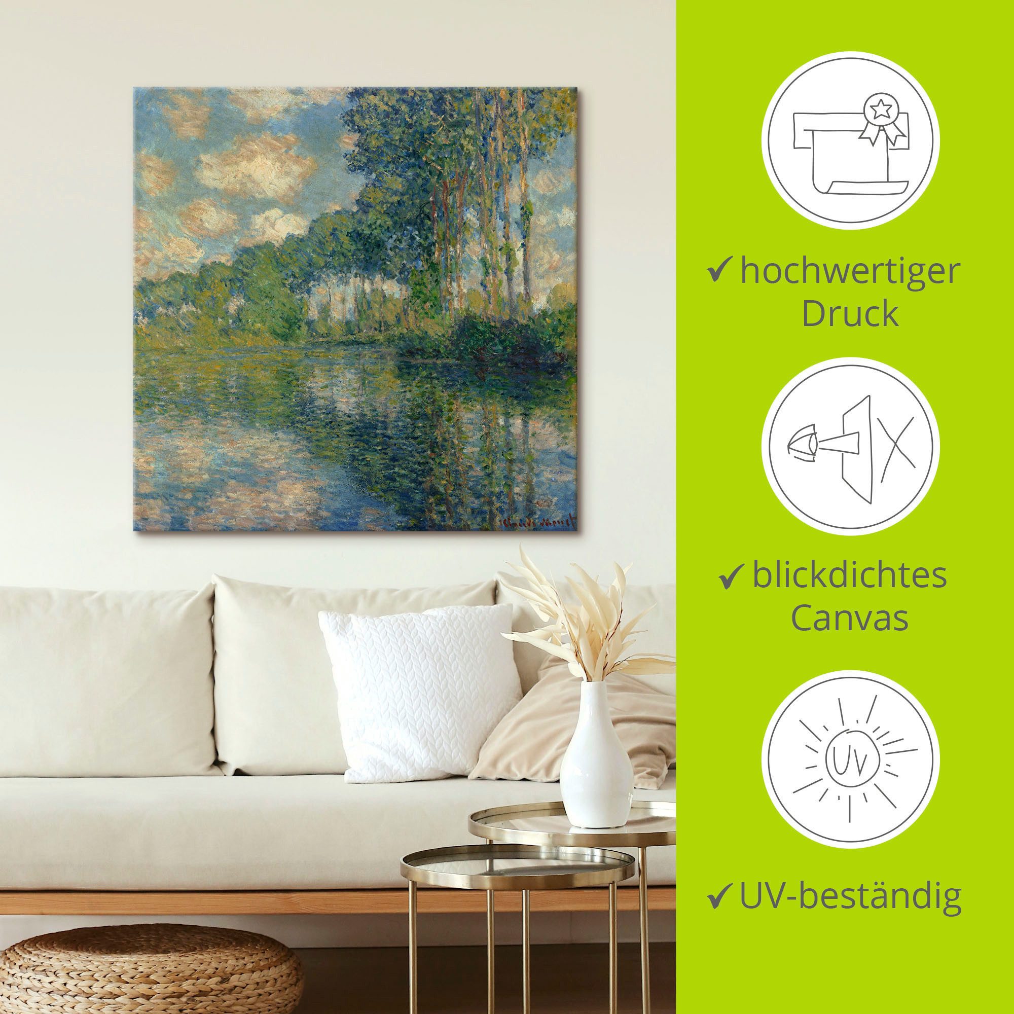 Artland Artprint op linnen Populieren bij de Epte. gespannen op een spieraam