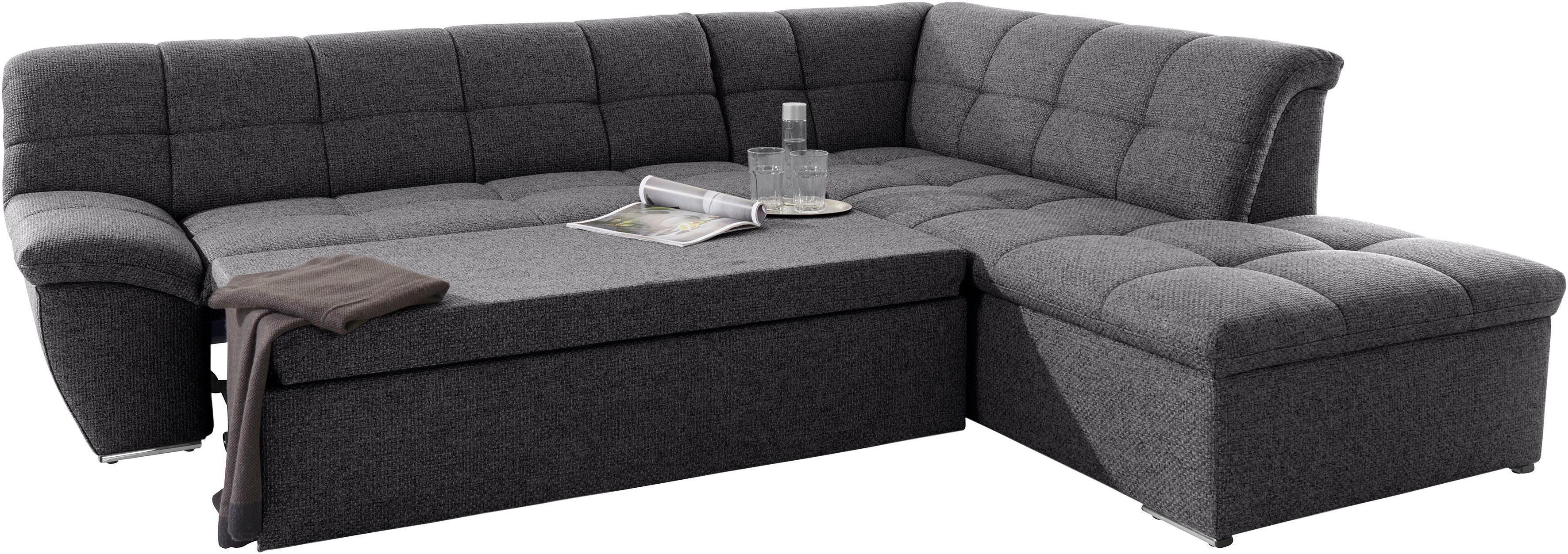 DOMO collection Hoekbank Lagoa, moderne zittingstikking, comfortabel en comfortabel, L-Vorm naar keuze met slaapfunctie, vrij plaatsbaar, grote veelvoud aan kleuren