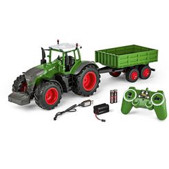 carson rc-tractor tractor met aanhanger, 1:16, rtr groen