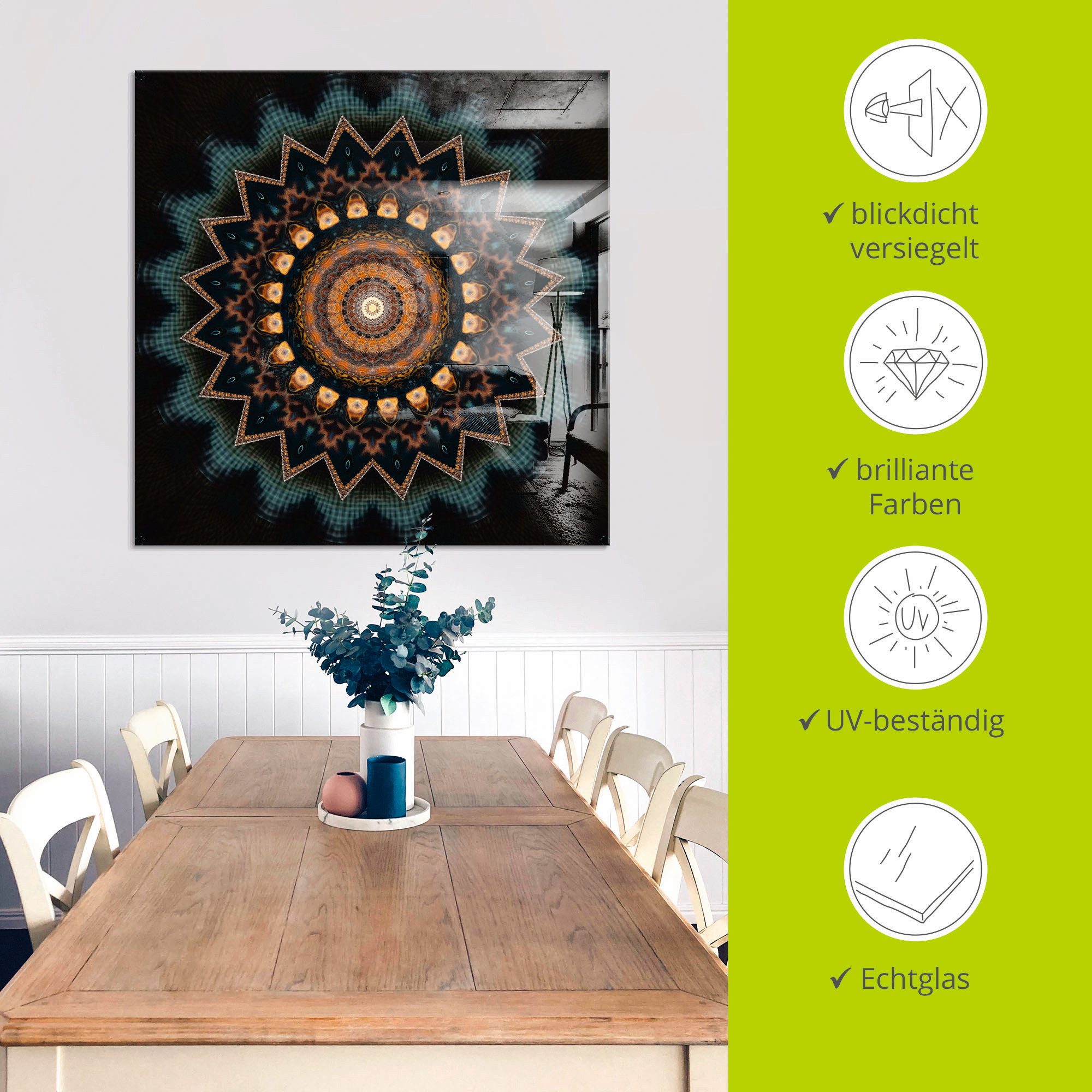 Artland Print op glas Mandala kosmisch bewustzijn