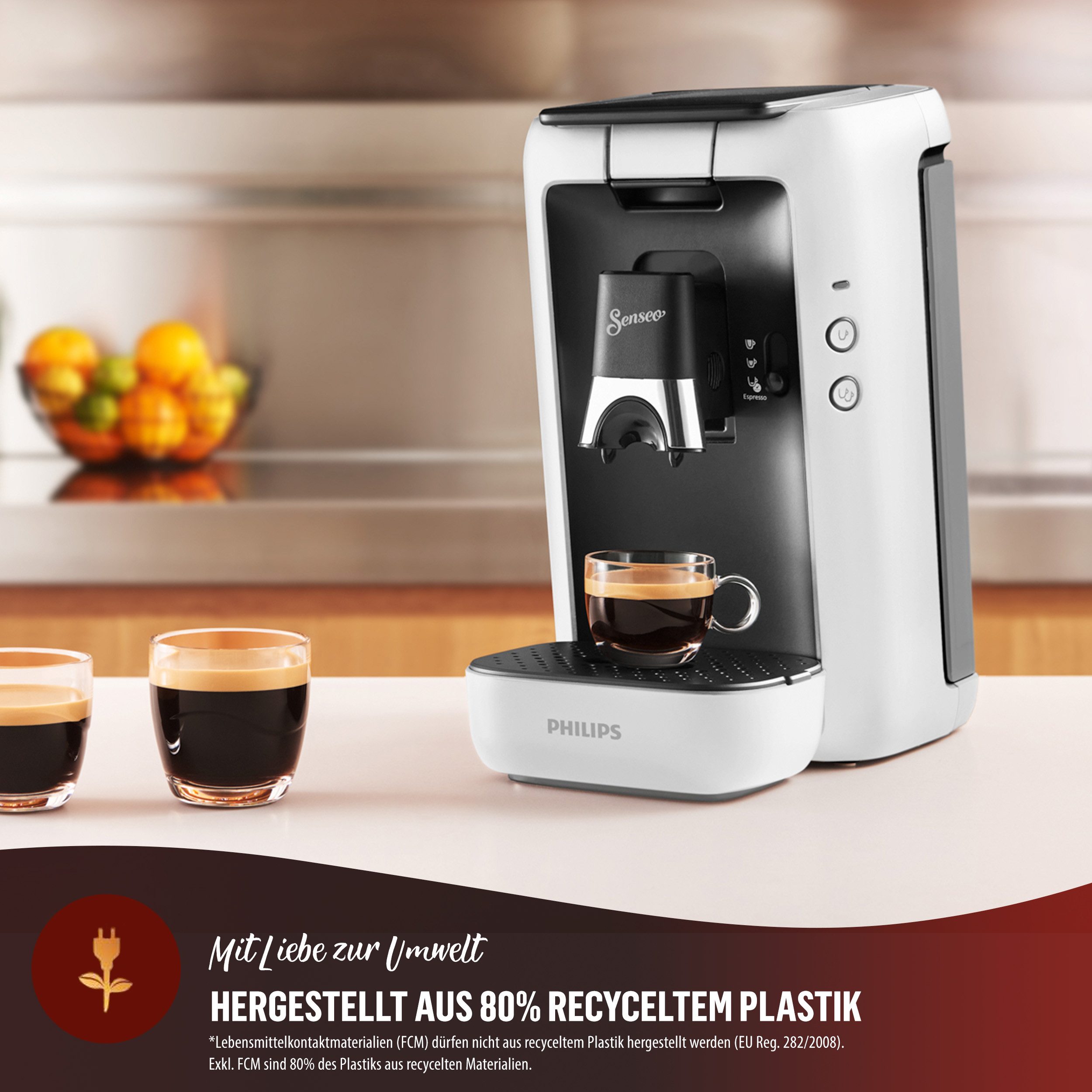 Senseo Koffiepadautomaat Maestro CSA260/10, met drie koffie-instellingen, van 80% gerecycled plastic, memo-functie, inclusief gratis toevoeging, waarde 14€ rrp