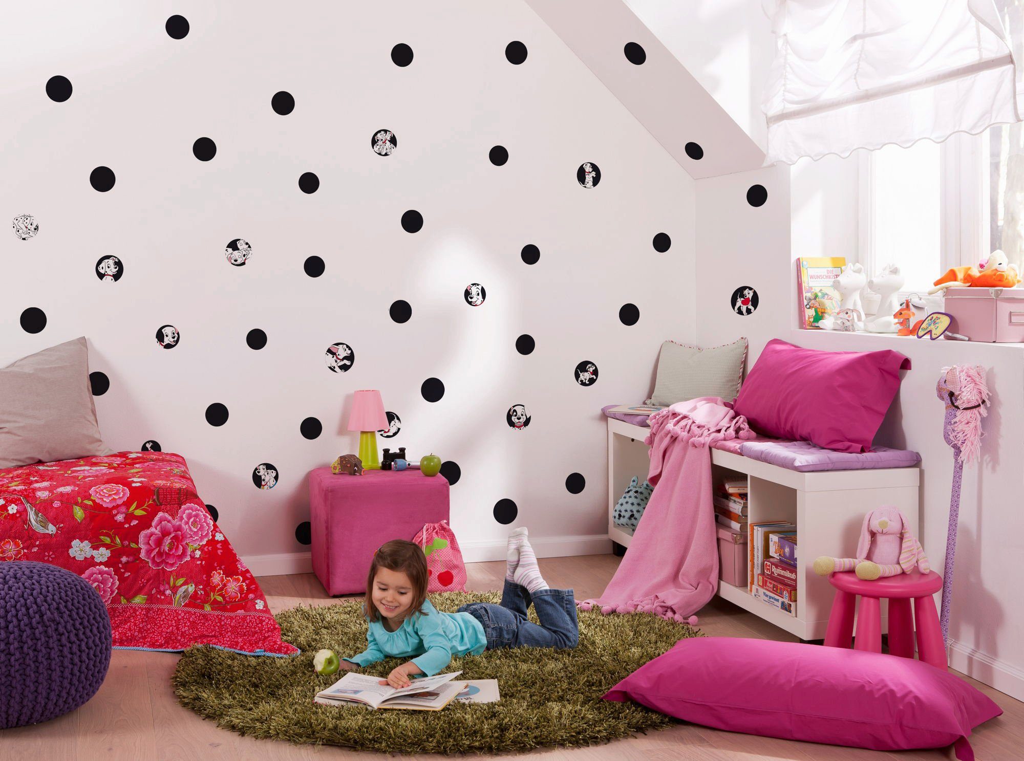 Komar Wandfolie 101 Dalmatiner Dots - afm. 50 x 70 cm zelfklevend, wandstickers, kinderkamer (44-delig)