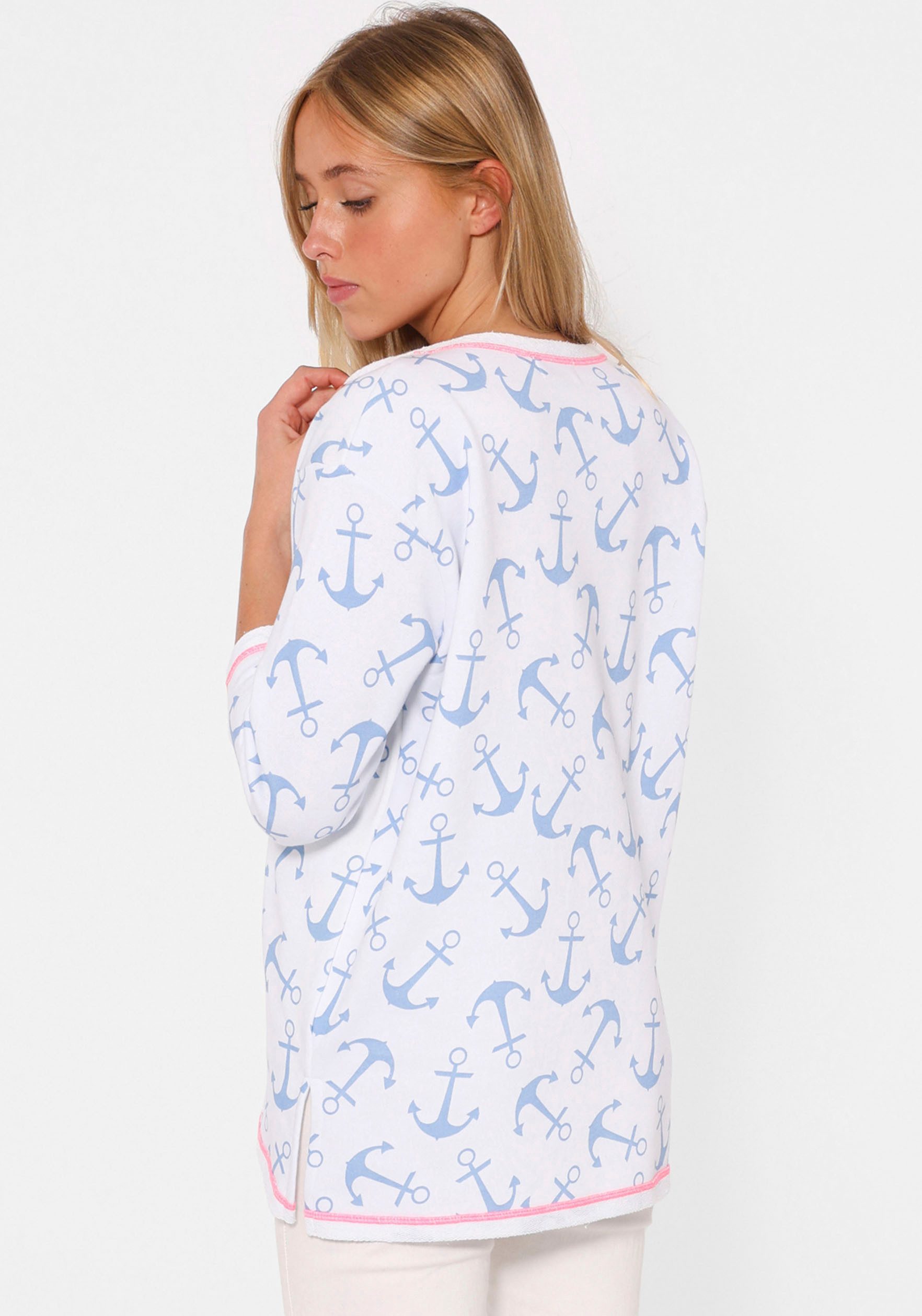 Zwillingsherz Shirt met lange mouwen met zebrapatroon en frontmotief, met 3/4 mouw
