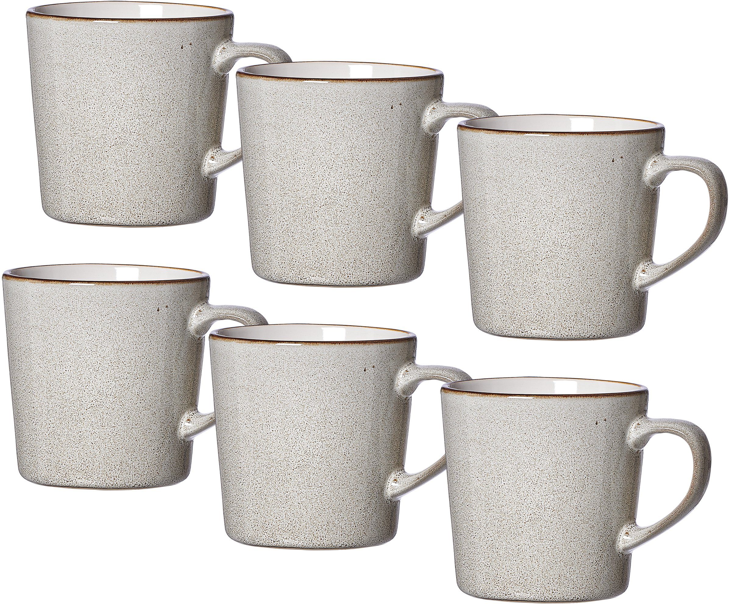 Ritzenhoff & Breker Beker Visby, Aardewerk, met de hand veredeld, elk exemplaar is uniek, 400 ml. (set, 6-delig) koffie & thee grijs