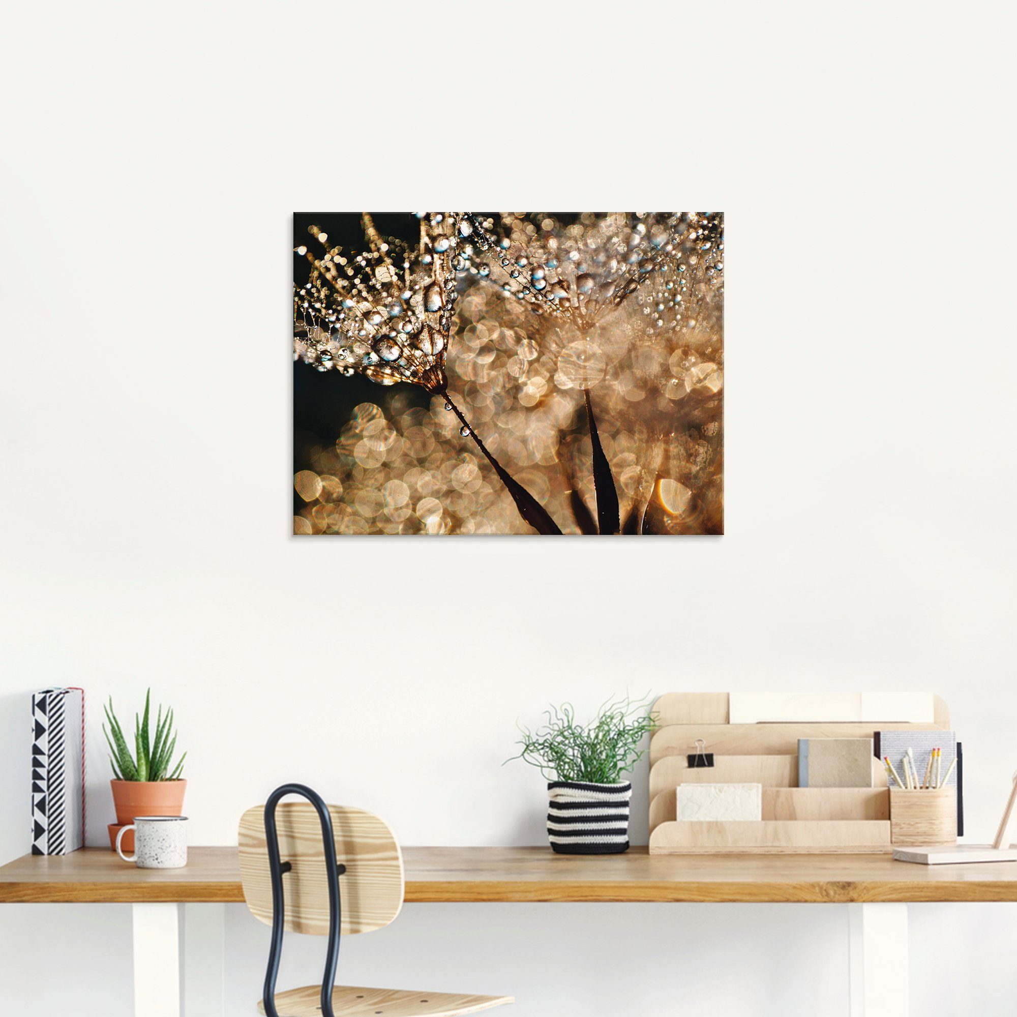 Artland Print op glas Pluizenbol goudgloed in verschillende maten