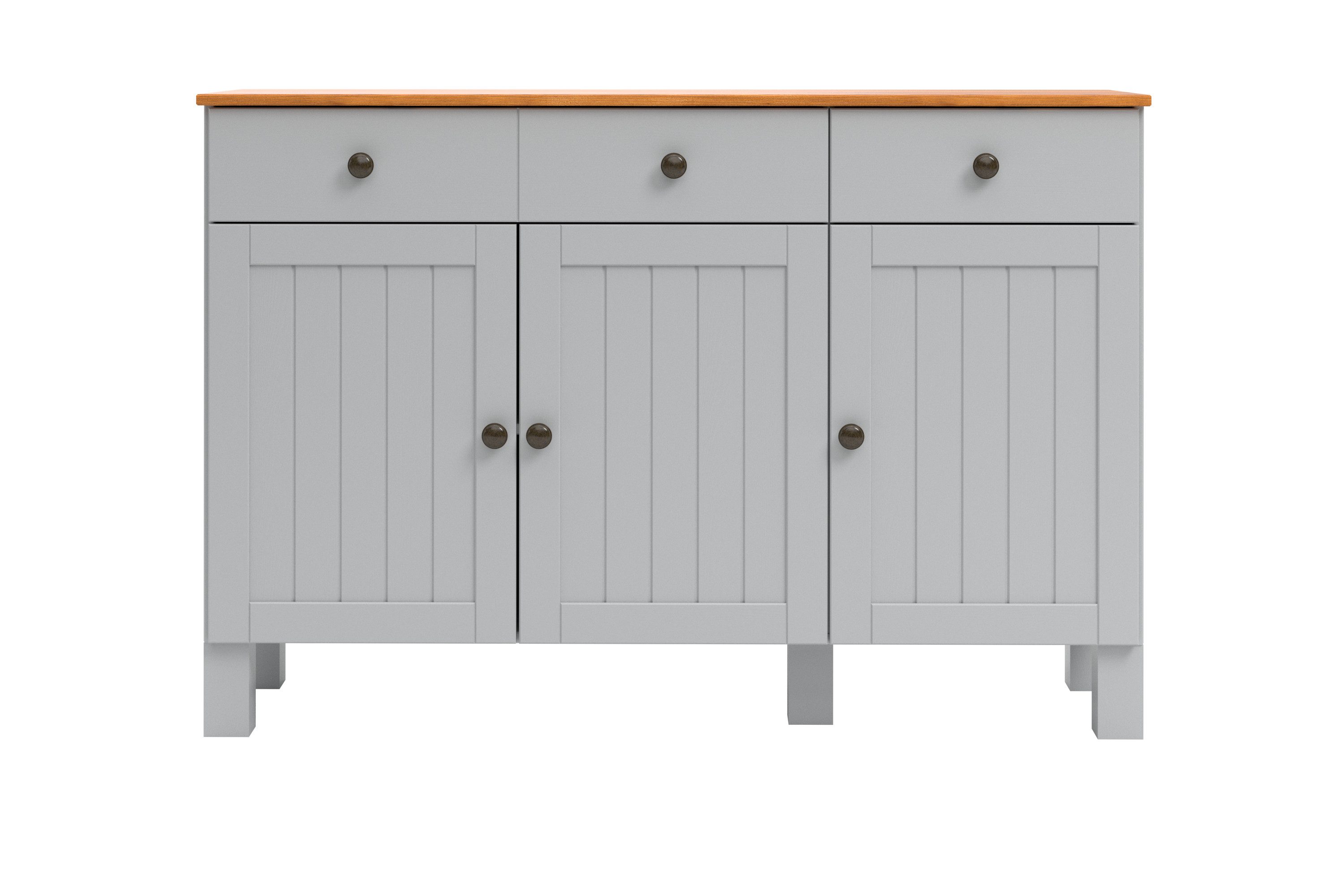 Home affaire Sidetable Alby2 Met 3 deuren, 3 lades en metalen grepen, breedte 125 cm