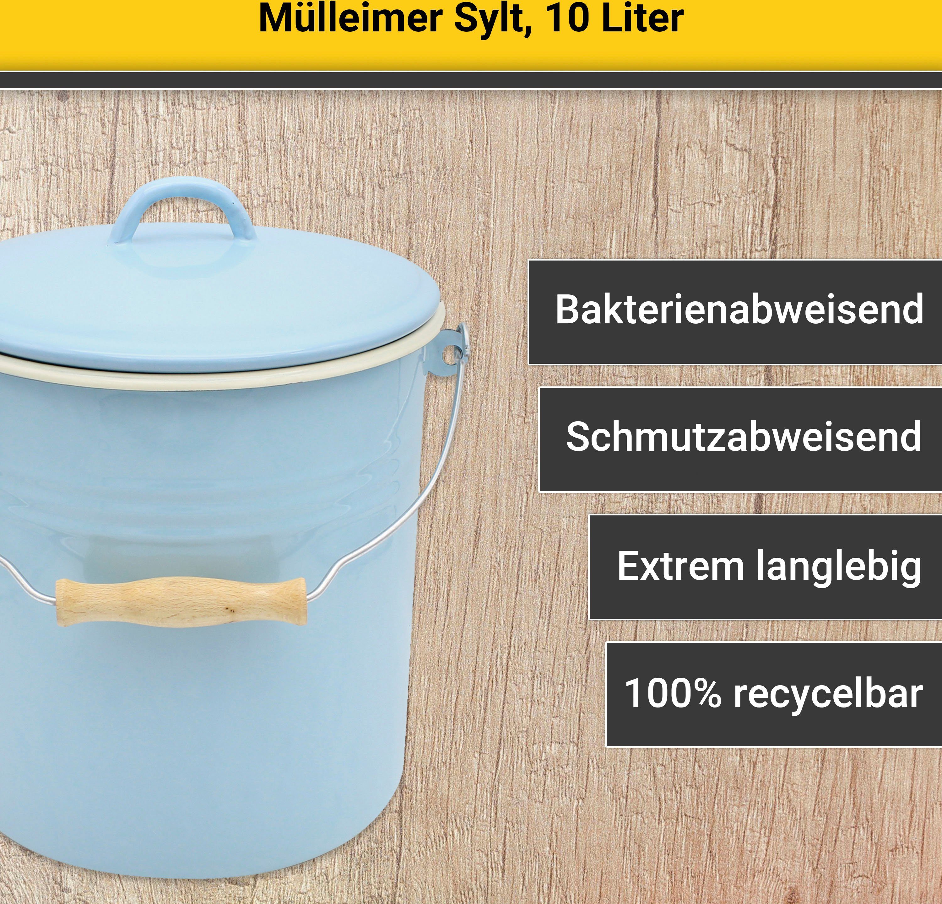 Krüger Vuilnisemmer Emaille prullenbak met deksel snij- / krassbestendige oppervlakte, bacteriewerend, extreem duurzaam (2-delig)