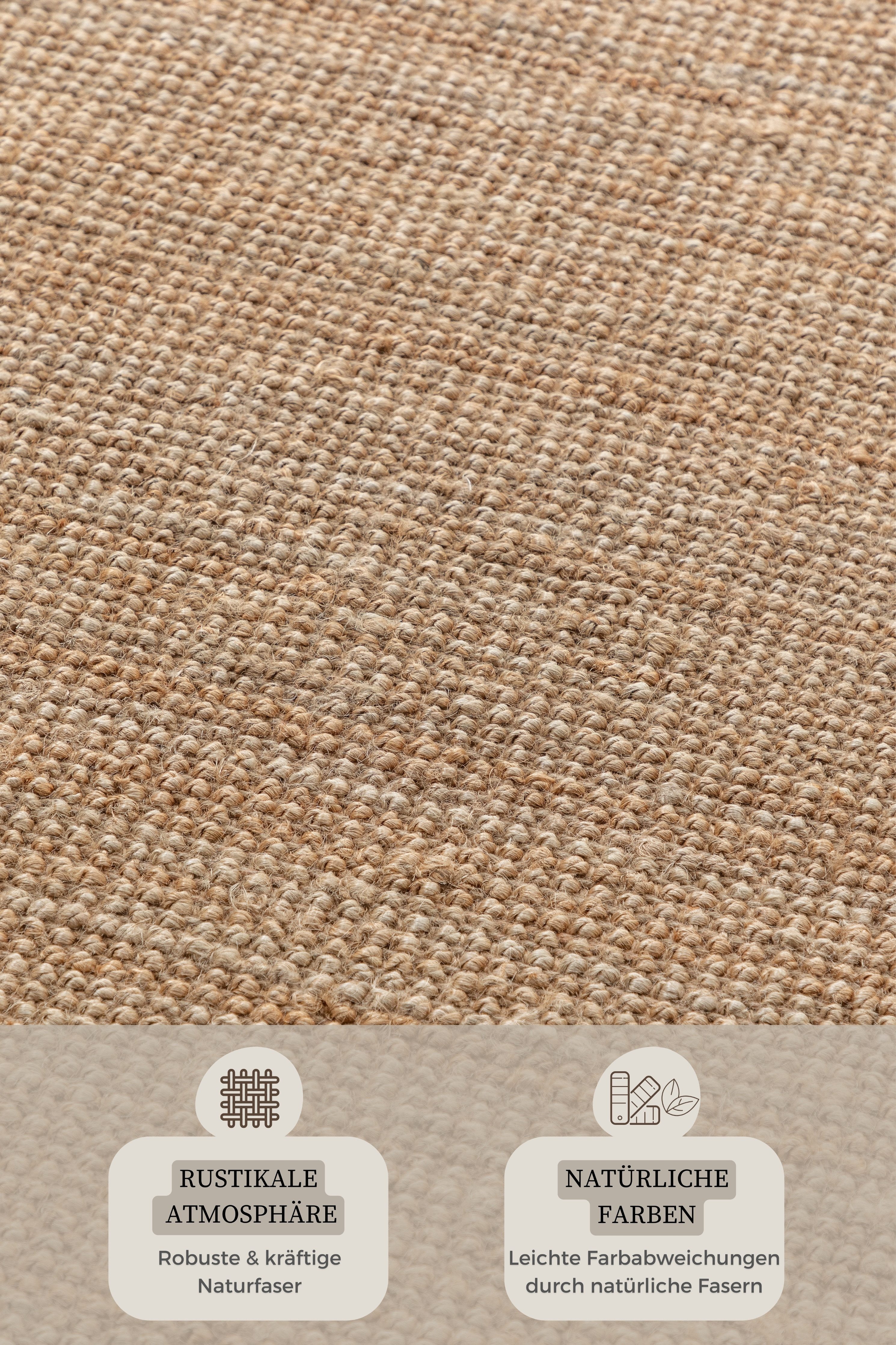 HANSE Home Vloerkleed Jaipur jute tapijt, als loper en rond 100% natuurlijke vezel, duurzaam, woonkamer, eetkamer, slaapkamer, grs