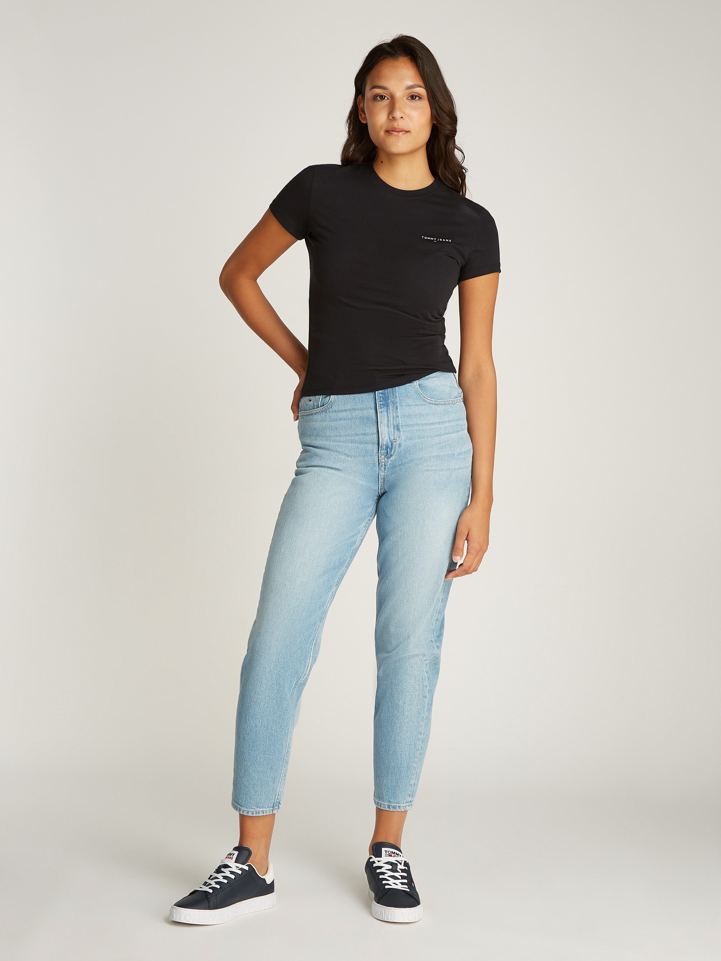 TOMMY JEANS T-shirt Tjw 2Pack Slim Linear Tee met logo-opdruk in effen kleur (Set van 2)