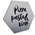 wall-art metalen artprint pizza pasta zilver deco keuken (1 stuk) zilver