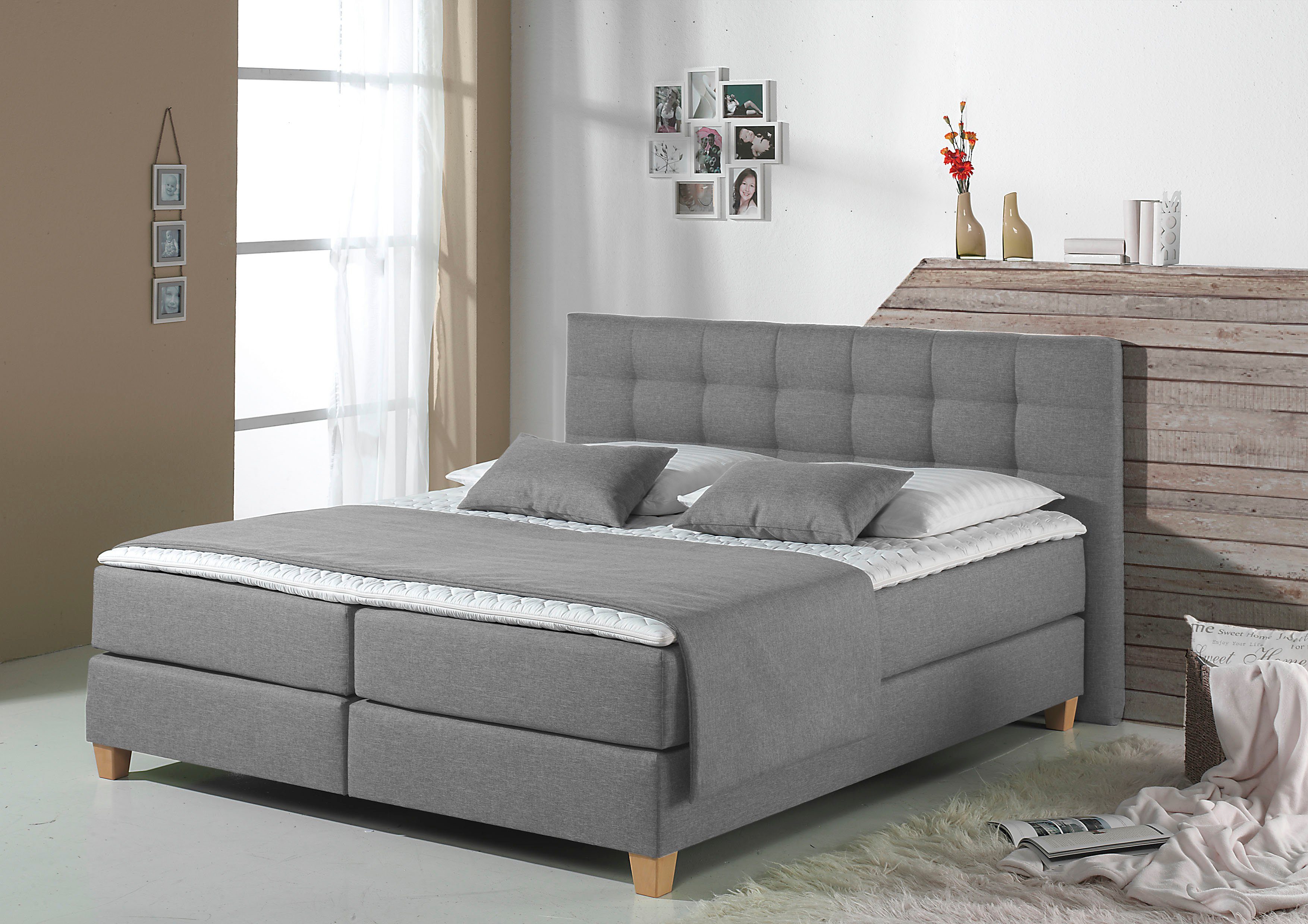 Home affaire Boxspring Moulay in extra lang 220 cm, met topmatras, 3 uitvoeringen, 4 breedten