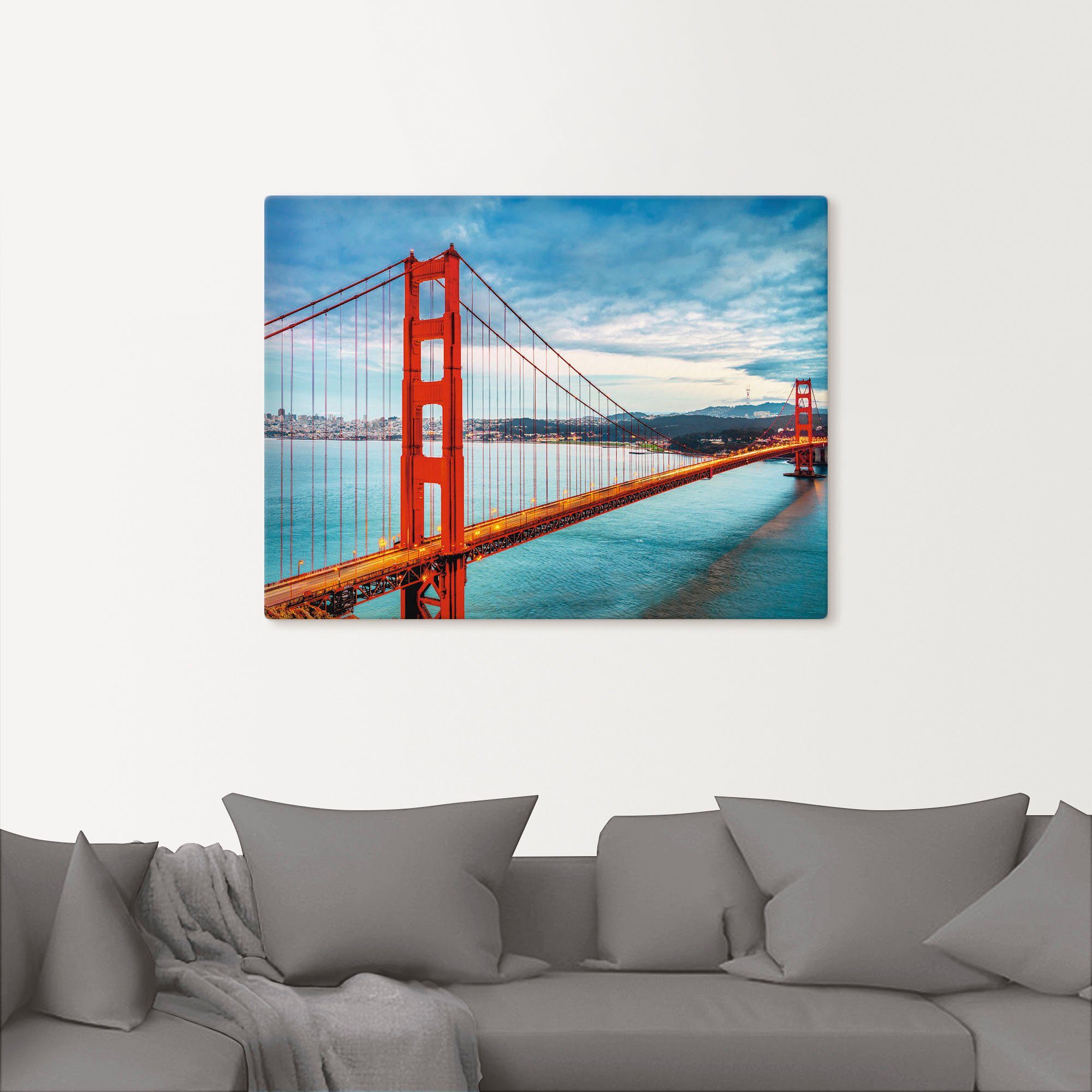 Artland Artprint Golden Gate Bridge als artprint van aluminium, artprint voor buiten, artprint op linnen, poster, muursticker