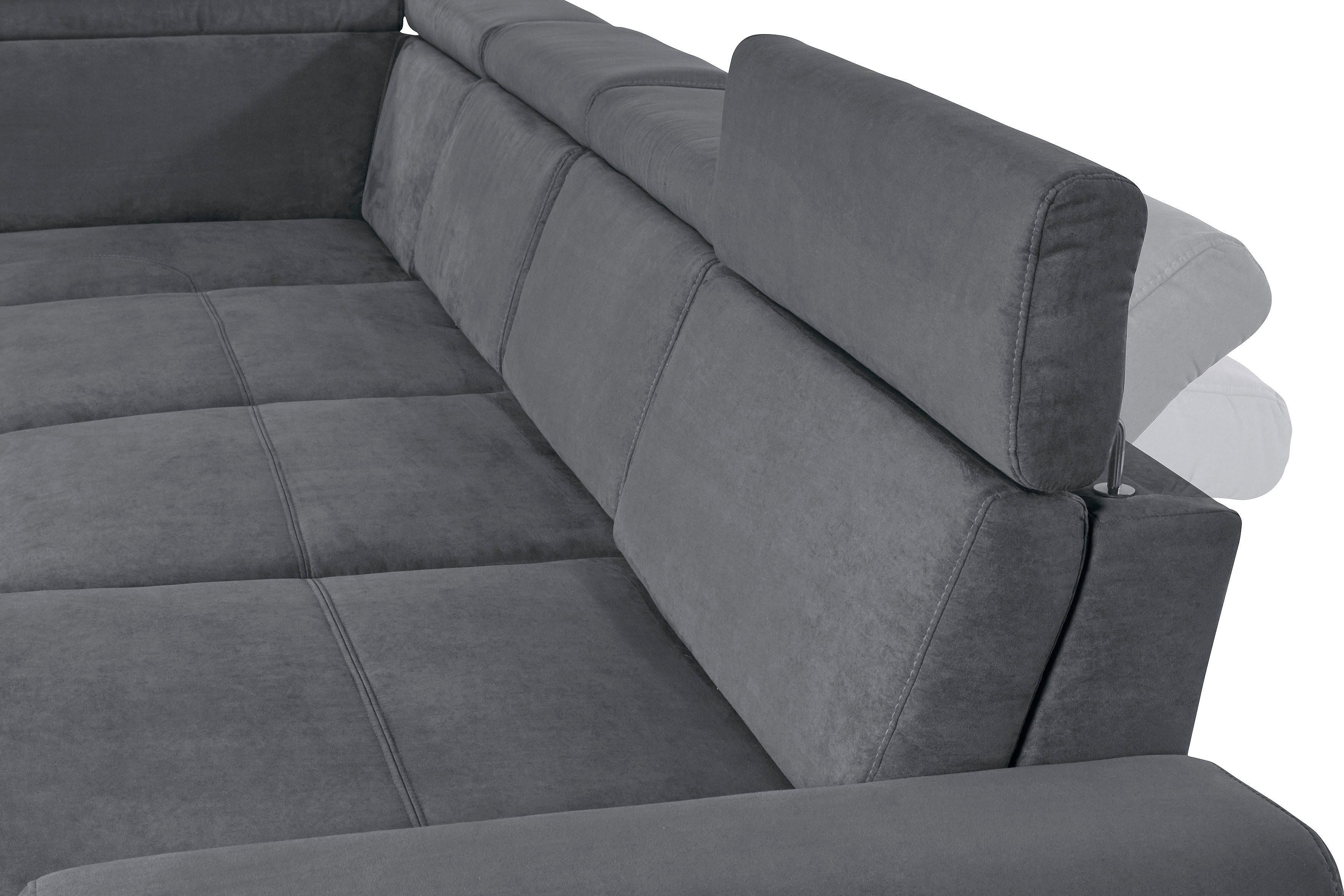 sit&more Zithoek Gizeh U-vorm 12 cm poothoogte, inclusief zitdiepteverstelling en verstelbare hoofdsteun