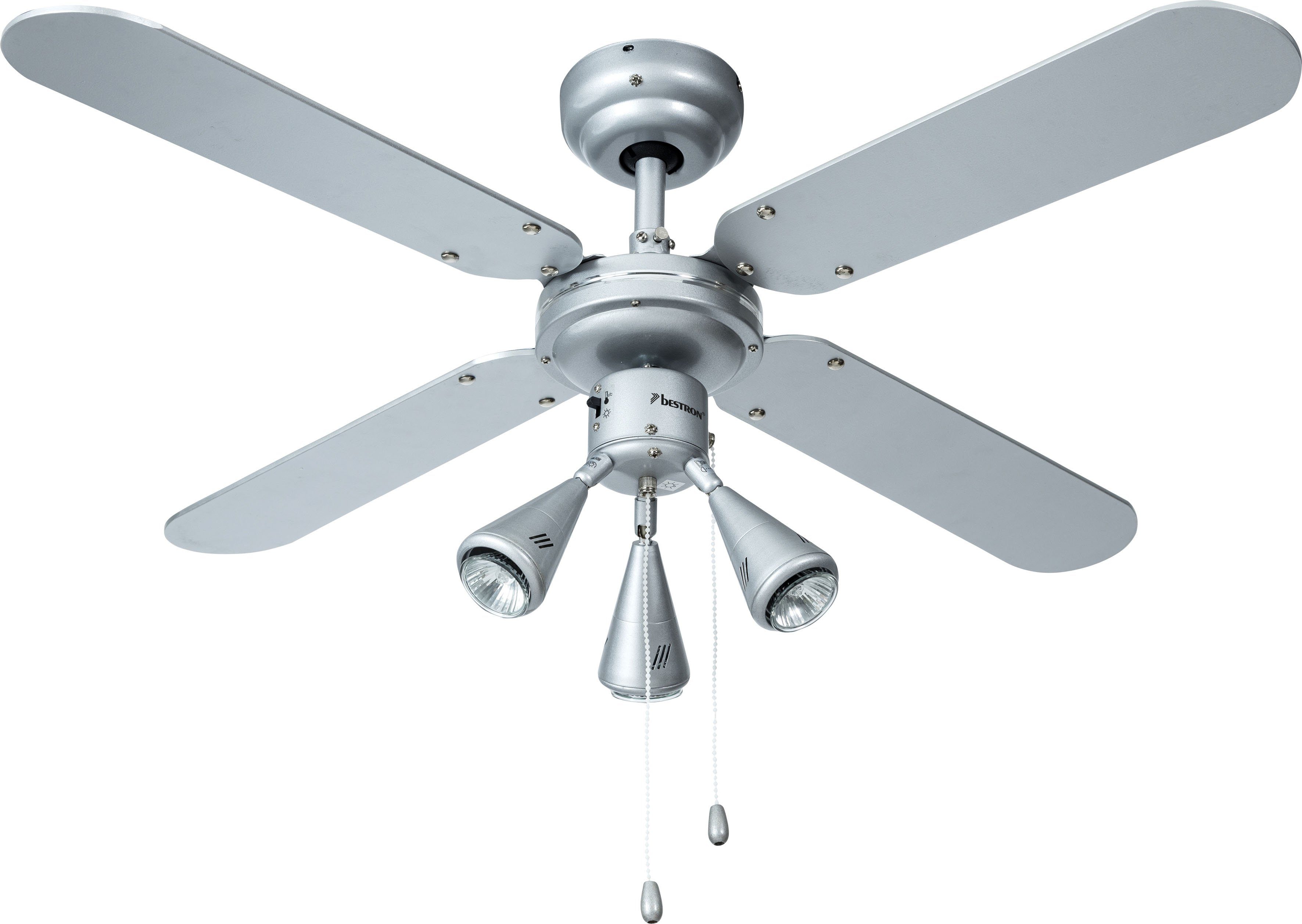 bestron Plafondventilator DLHB42S met 3 lampen, vleugelspanwijdte ø 102 cm, zomer-/winterfunctie, 50 w