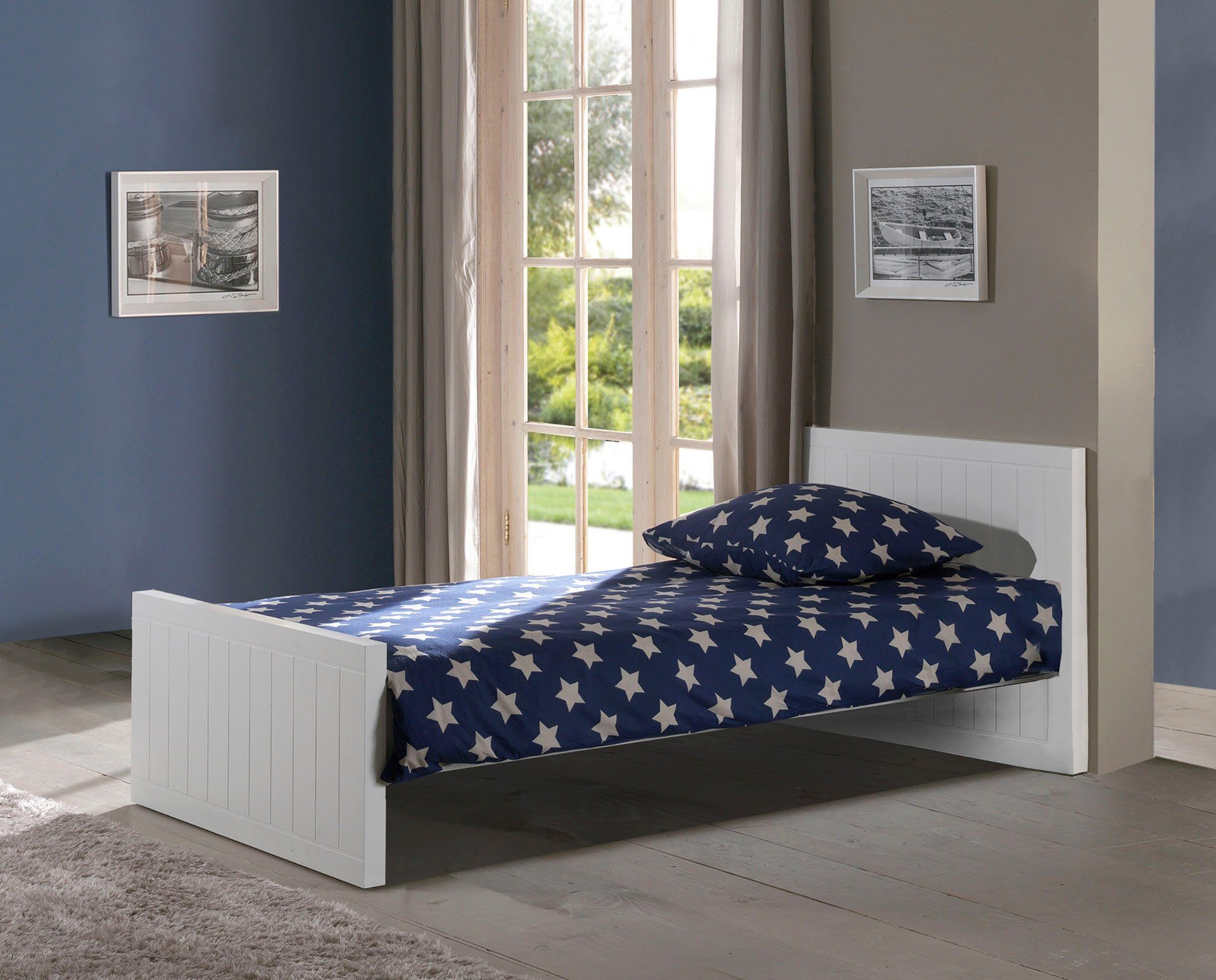 Vipack 1-persoonsledikant Robin, ligoppervlak 90/200 cm, MDF wit gelakt, strak design