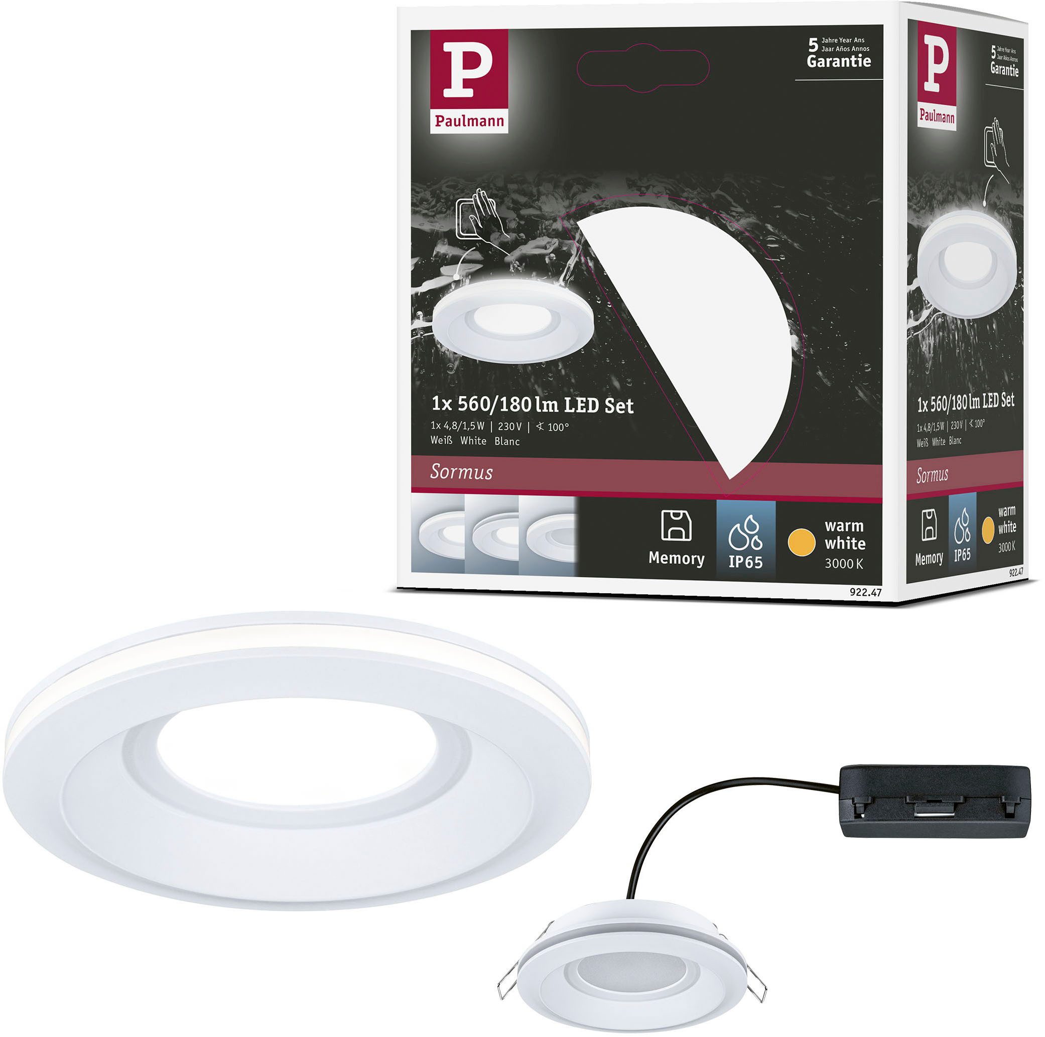 Paulmann Ledinbouwlamp LED Einbauleuchte Sormus IP65 rund 100mm led inbouwverlichting wit