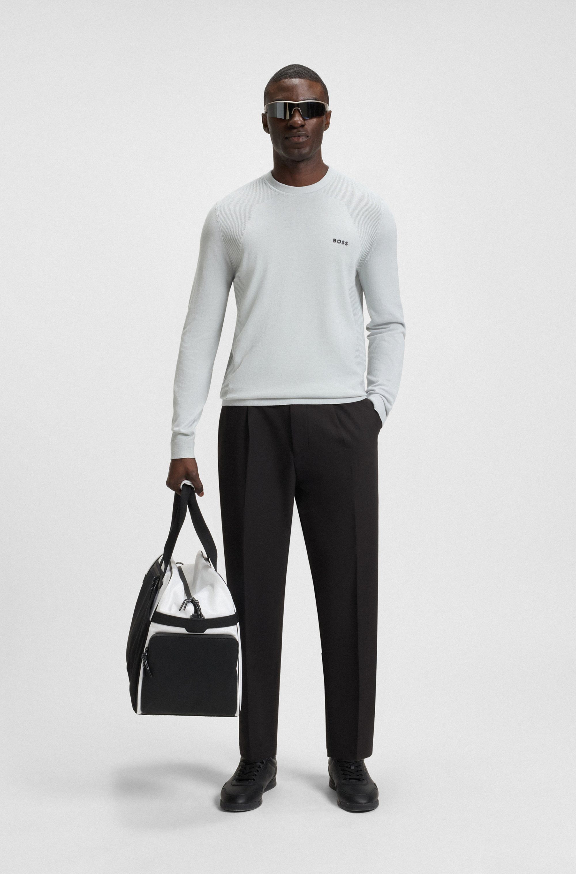 BOSS GREEN Geweven broek T_Convert-Pleat met trekkoord en merklabel
