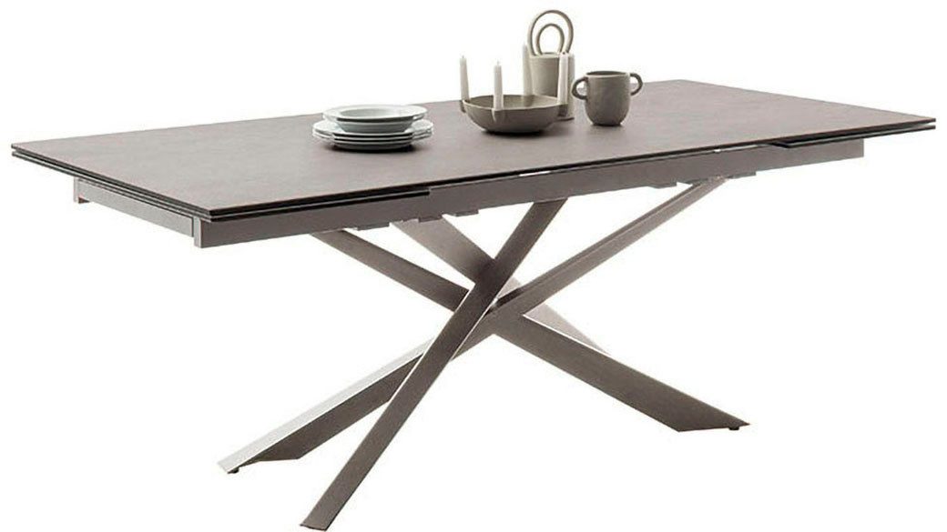 MCA furniture Eettafel TESERO uitschuifbare tafel 200-300 cm Keramiek, roestvrij staal, marmer-look, uittrekbaar, belastbaar tot 100 kg, 10-12 personen
