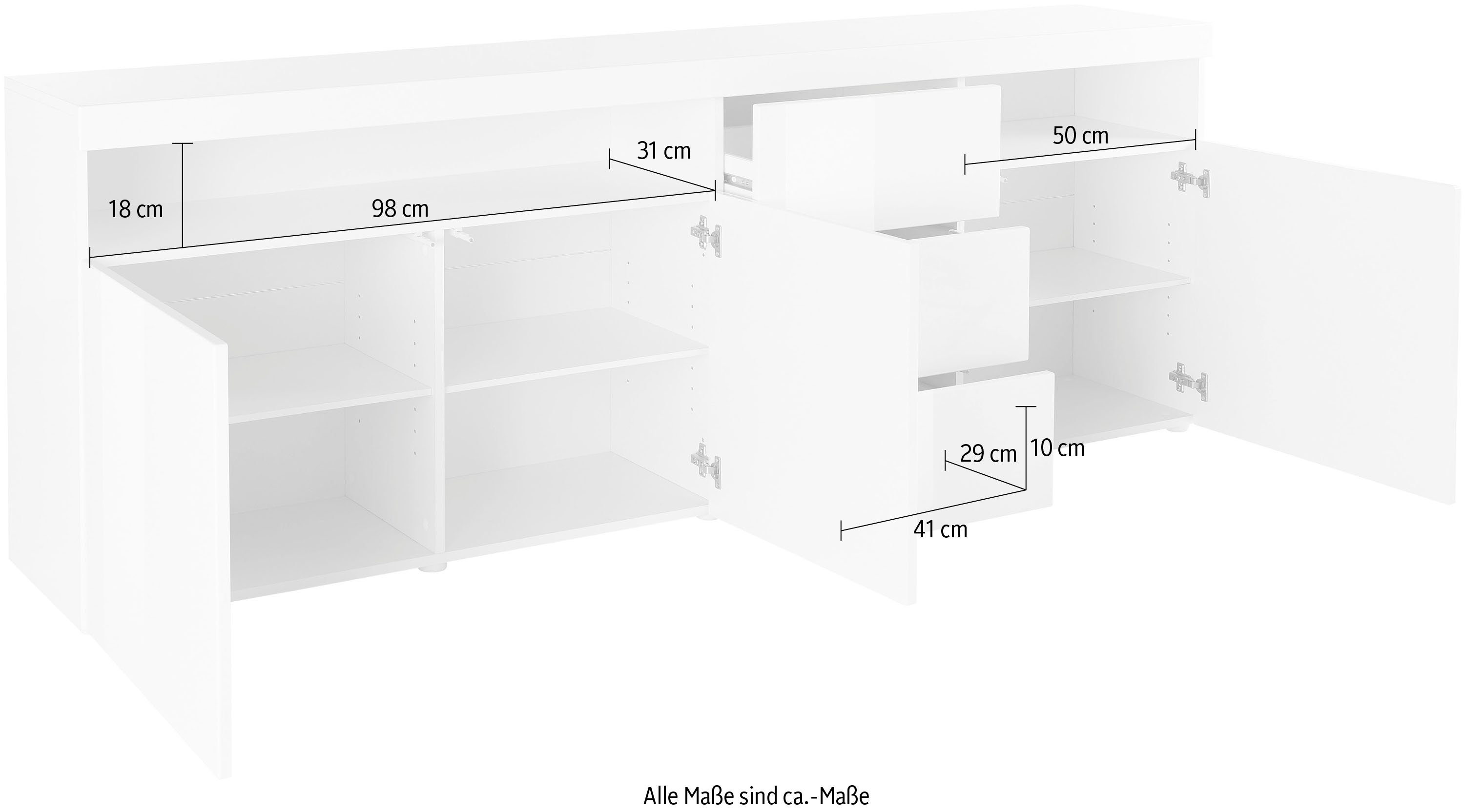 borchardt Möbel Dressoir Kaapstad Breedte 200 cm met 3 lades