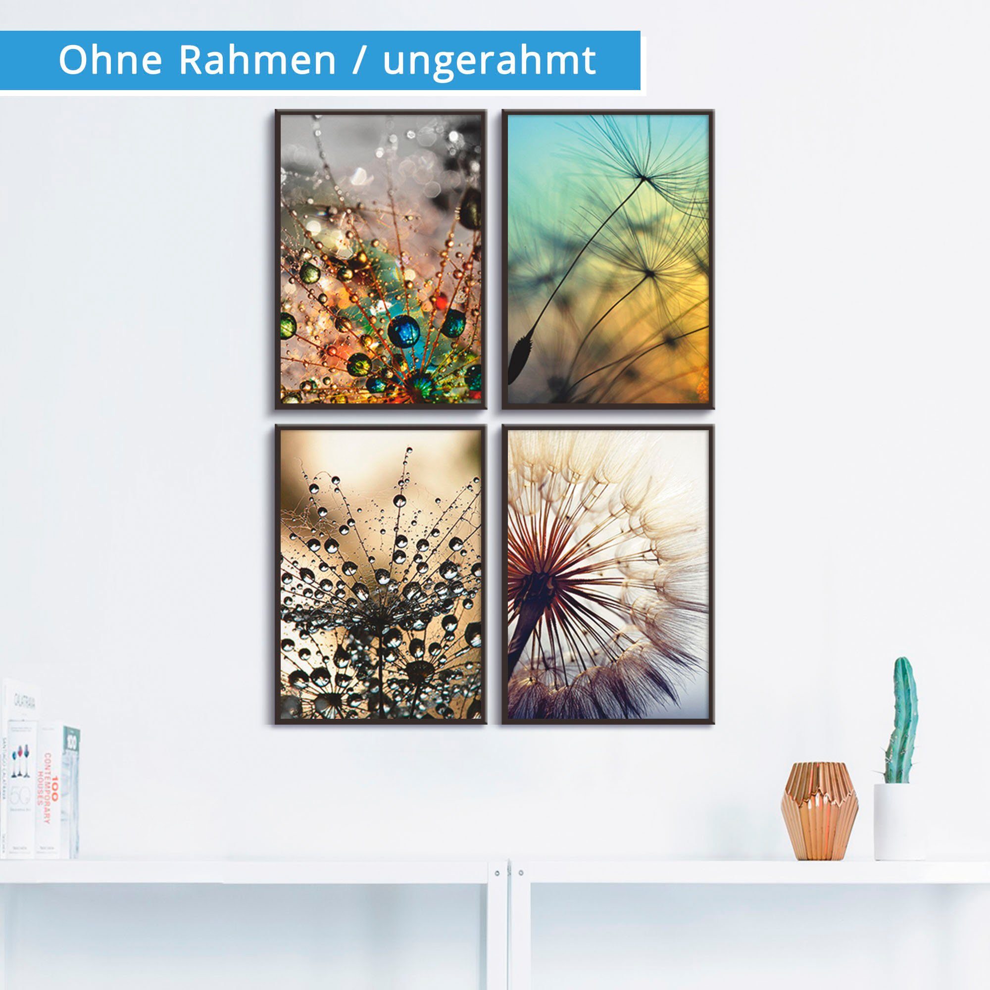 Artland Poster Pluizenbol,close-up paardenbloem (4 stuks)