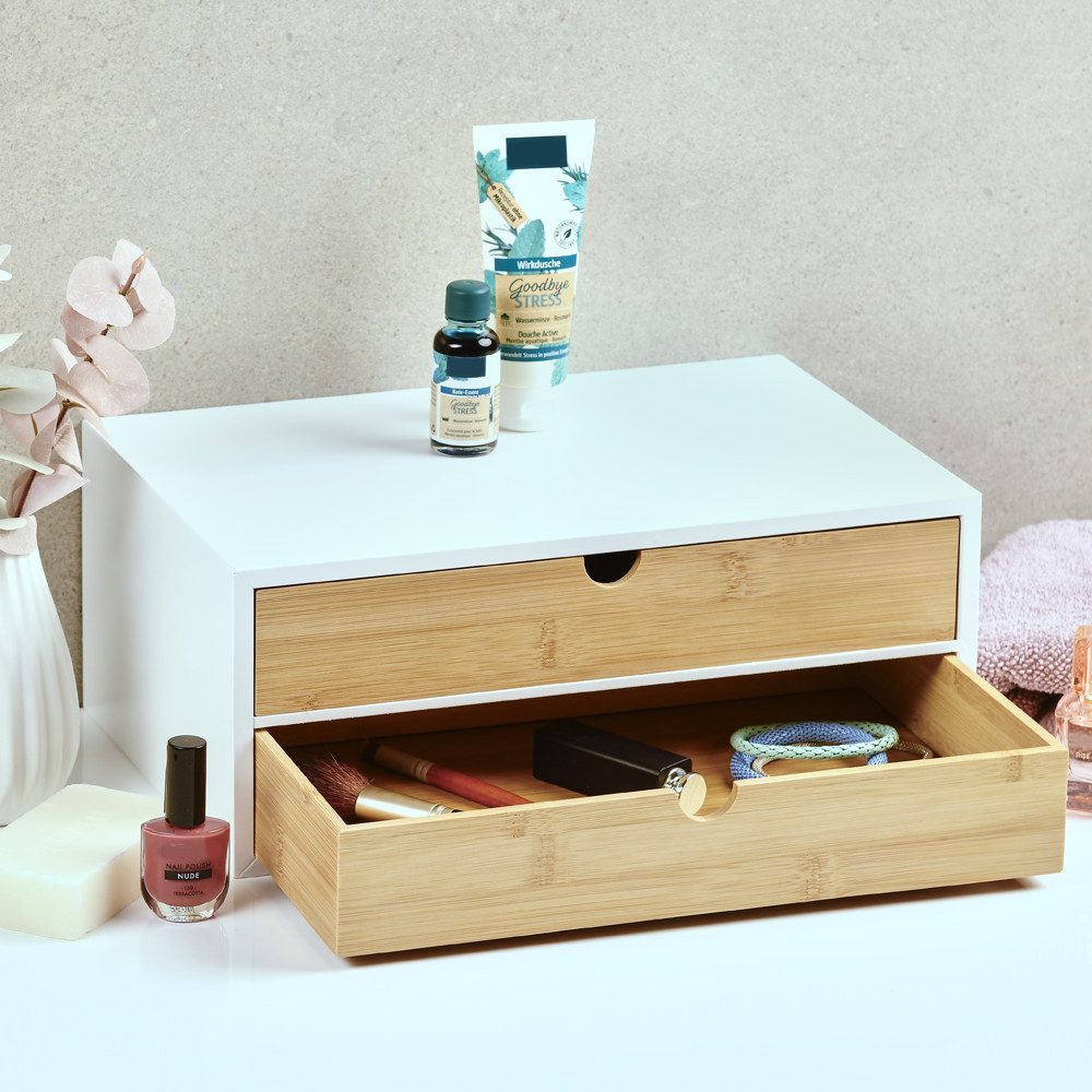 KESPER for kitchen & home Stellingkast Mini-commode met 2 legplanken, wit/bruin, FSC (1 stuk)