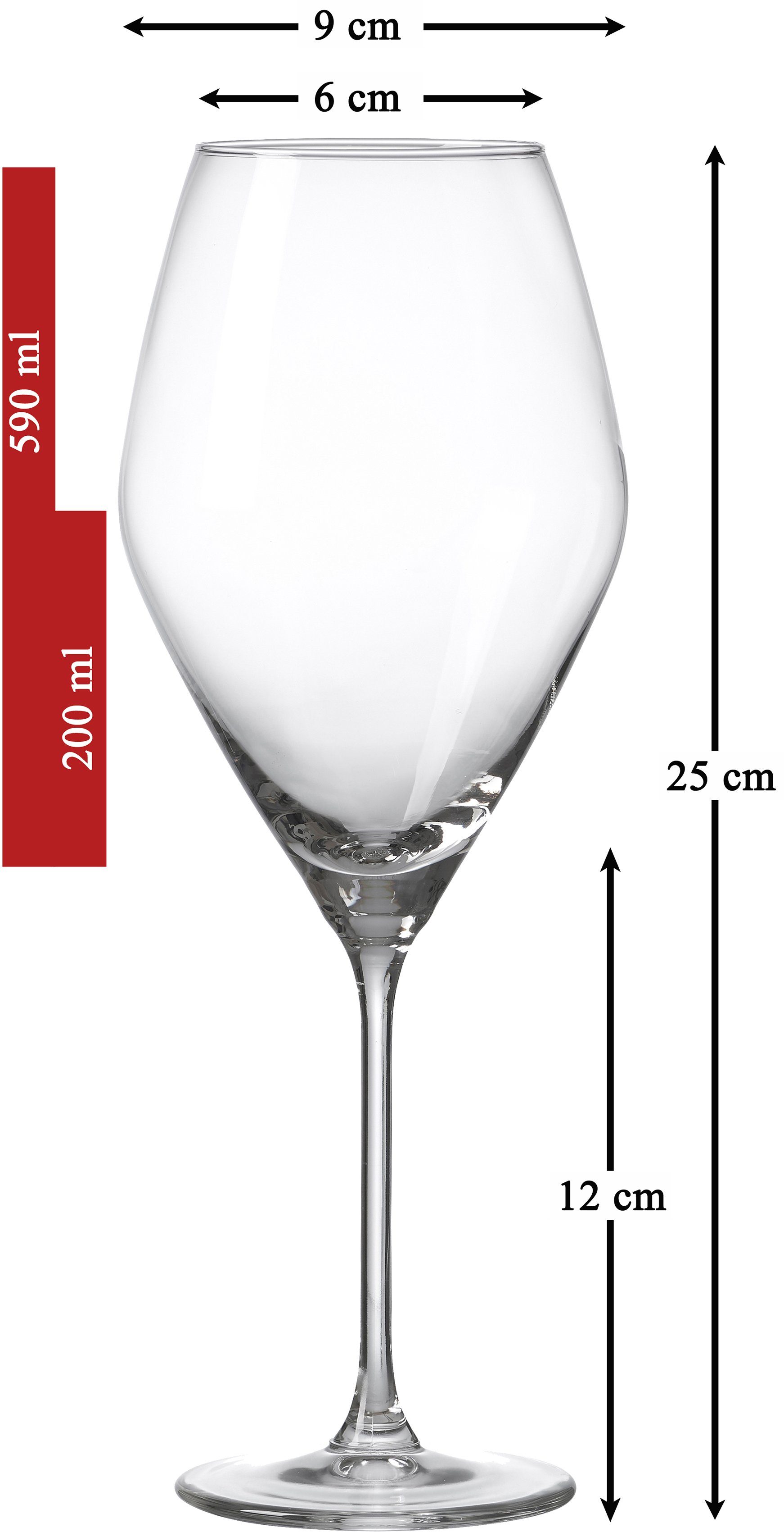 Ritzenhoff & Breker Rodewijnglas Salsa (bourgogneglas), robuust en helder kristal(set, 6-delig)