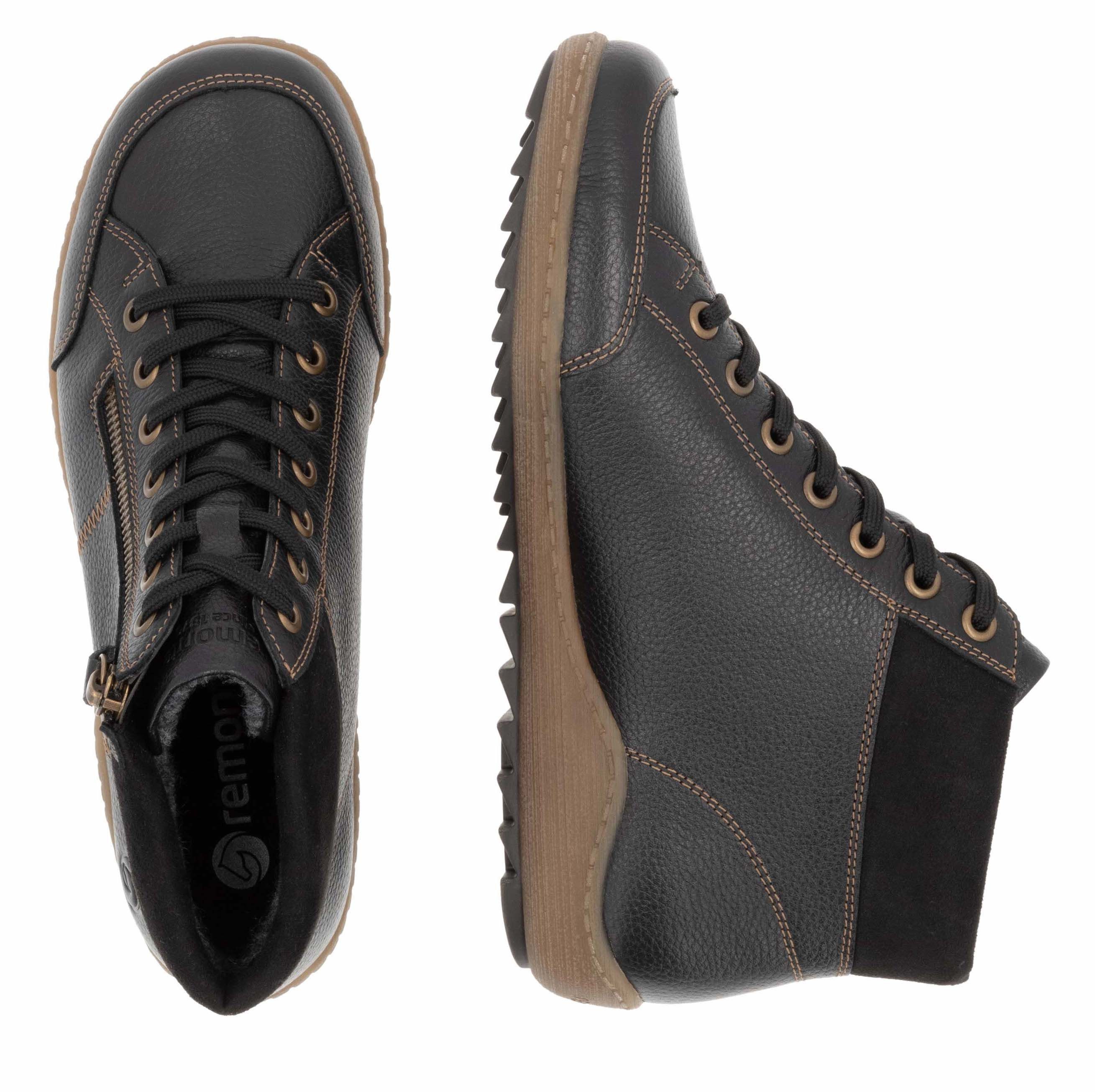 Remonte Veterschoenen flats, comfort schoen, enkellaars met logo-embossing en contraststiksels