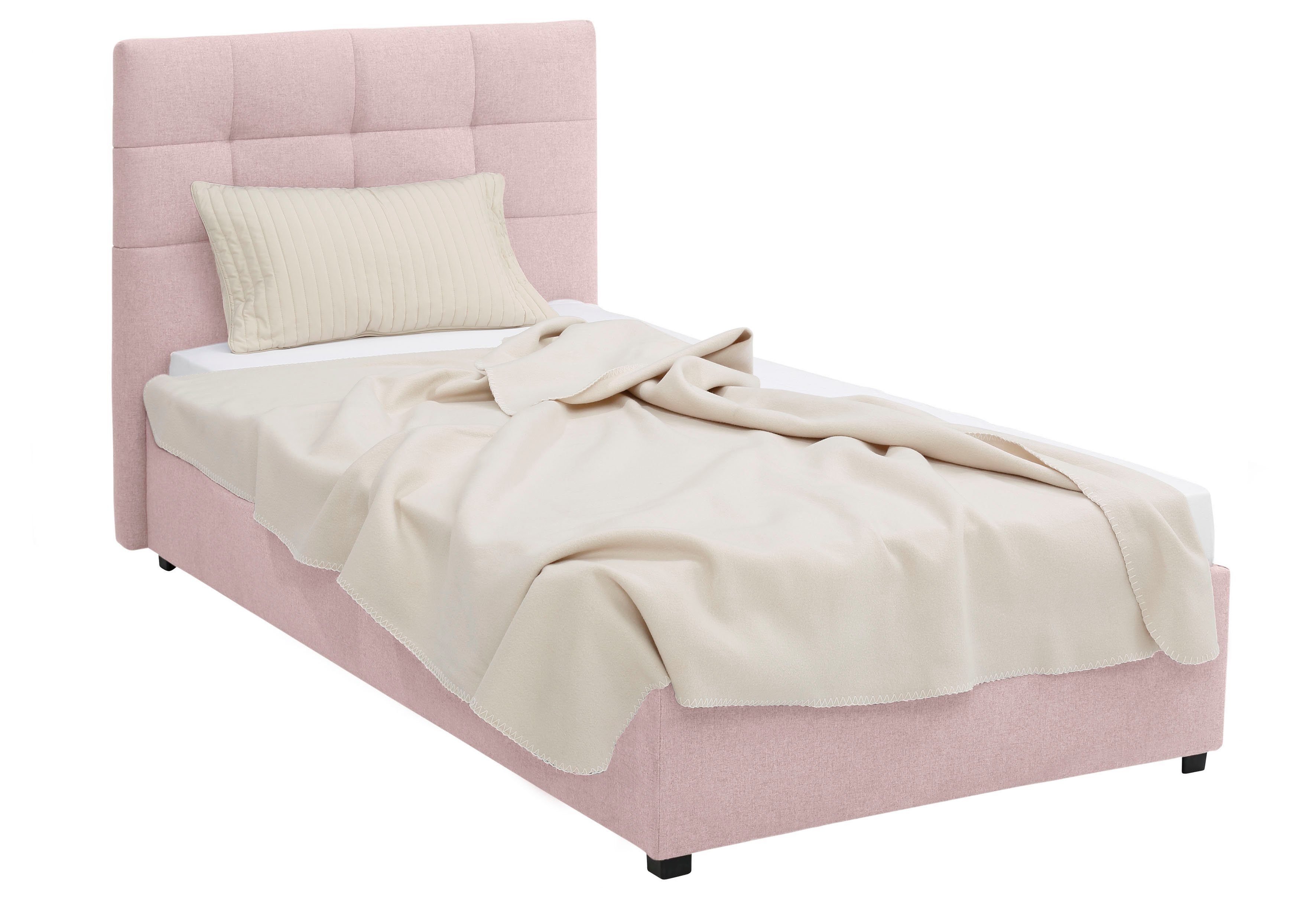 Lüttenhütt Gestoffeerd bed Endres met bedkist, naar keuze zonder matras/lattenbodem of incl. matras