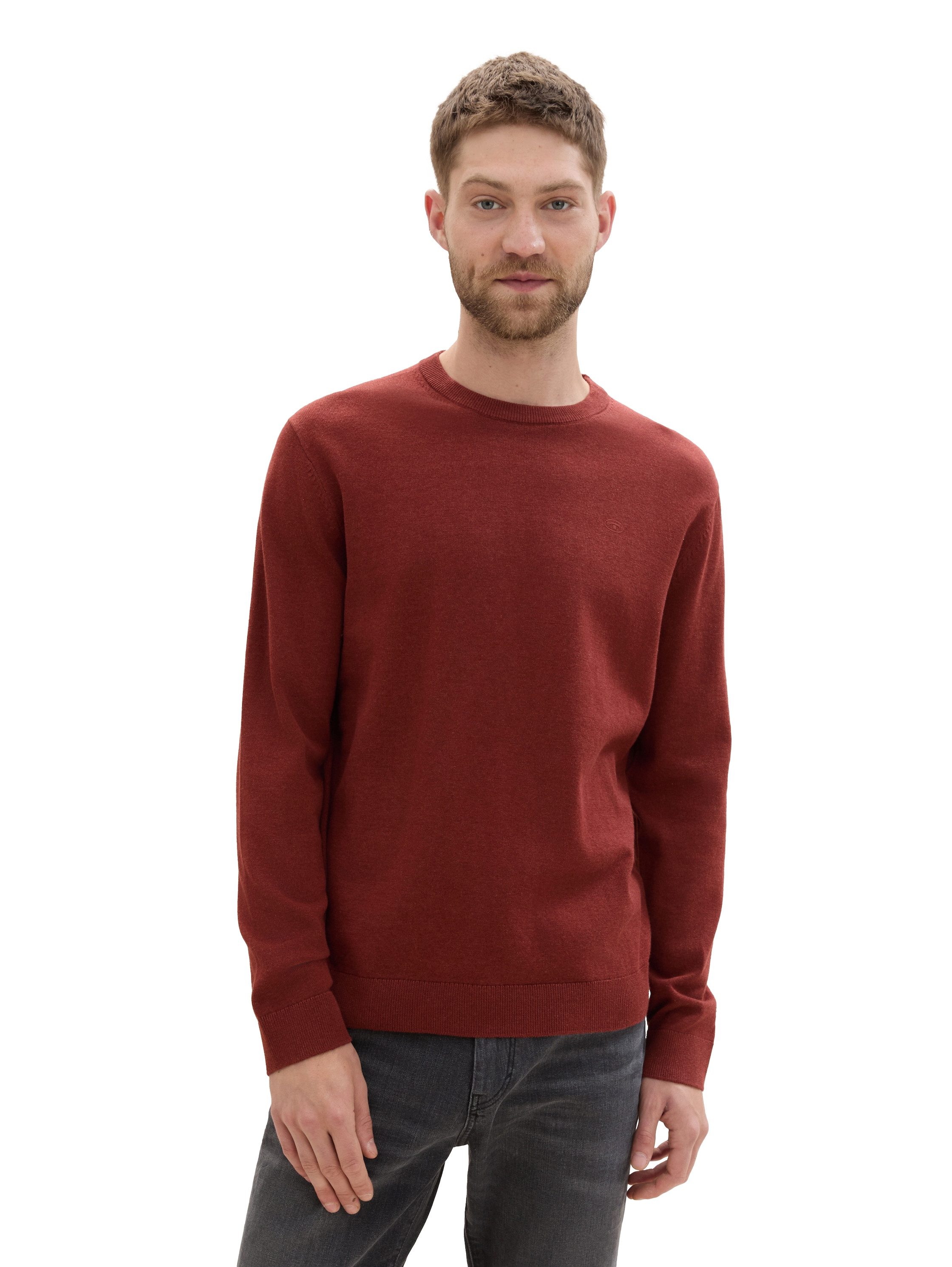 Tom Tailor Trui met ronde hals met geborduurd logo