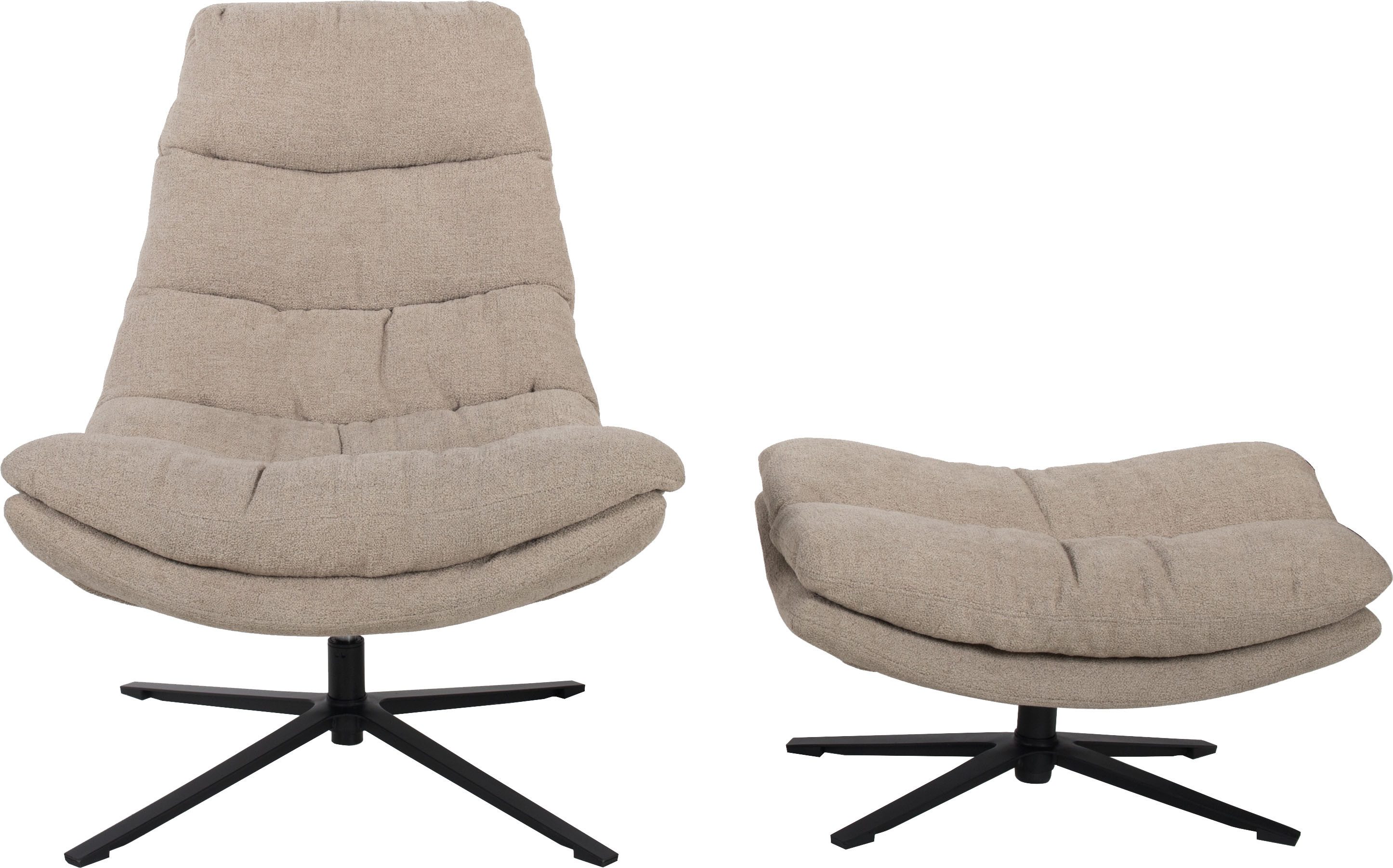 Duo Collection Relaxfauteuil PORTO 360° draaibaar, dubbele bekleding, met poef, tot 115 kg belastbaar