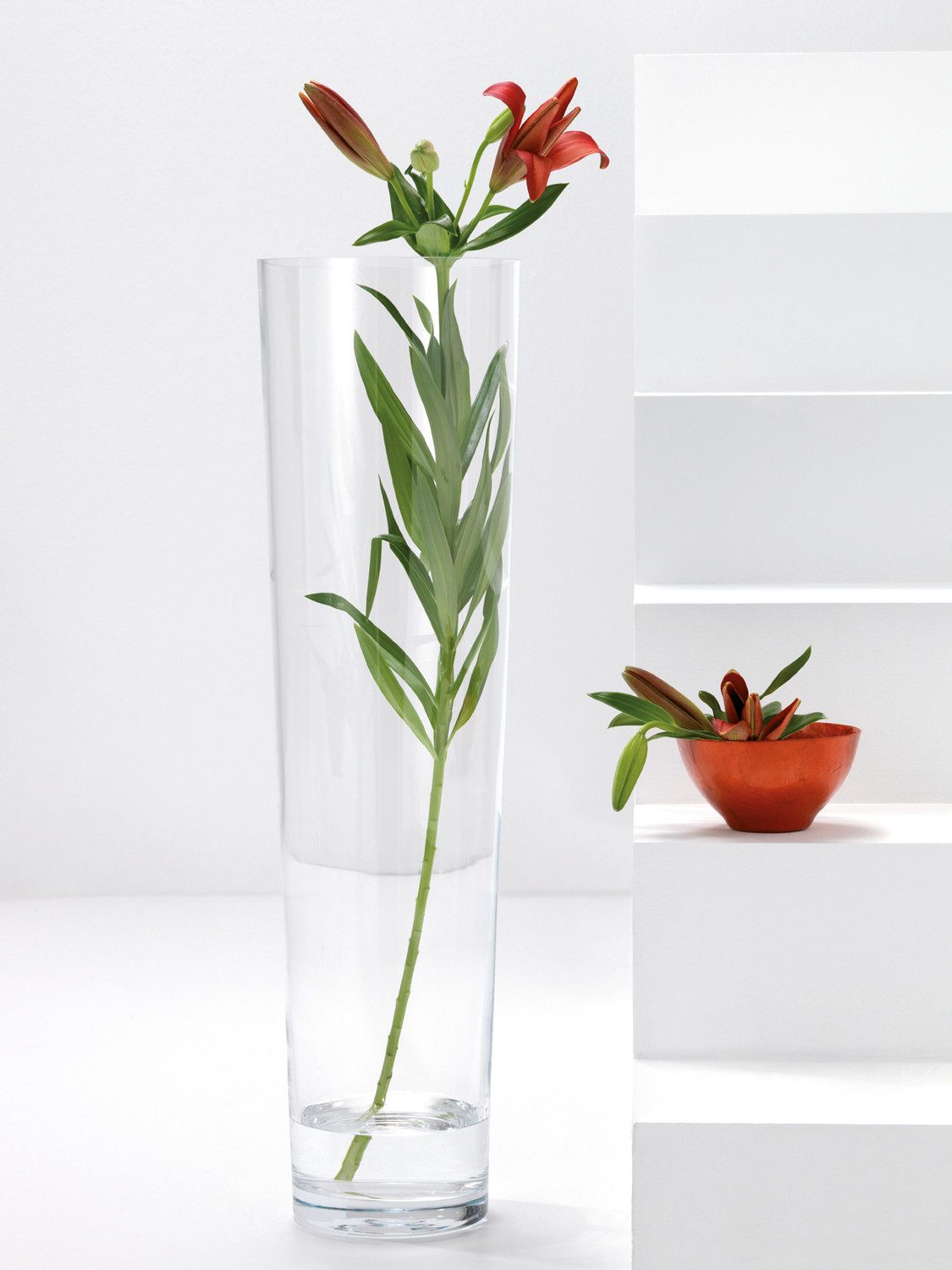 LEONARDO Vloervaas Decoratieve vaas CONISCH van glas, handgemaakt uniek stuk (1 stuk)