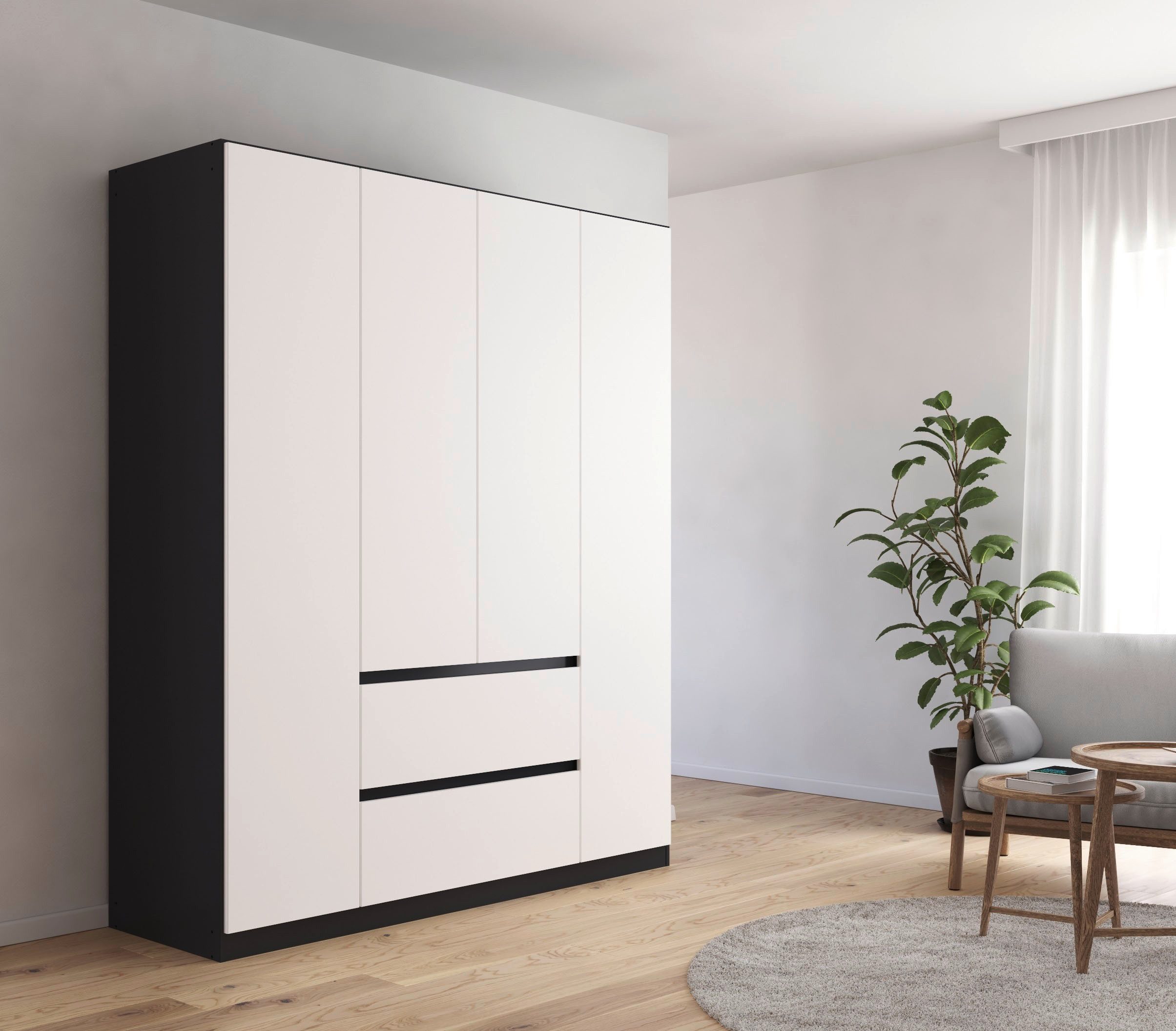 rauch Draaideurkast Kledingkast kast garderobe garderobekast MAINZ greeploze front, buitendeuren met push-to-open functie made in germany