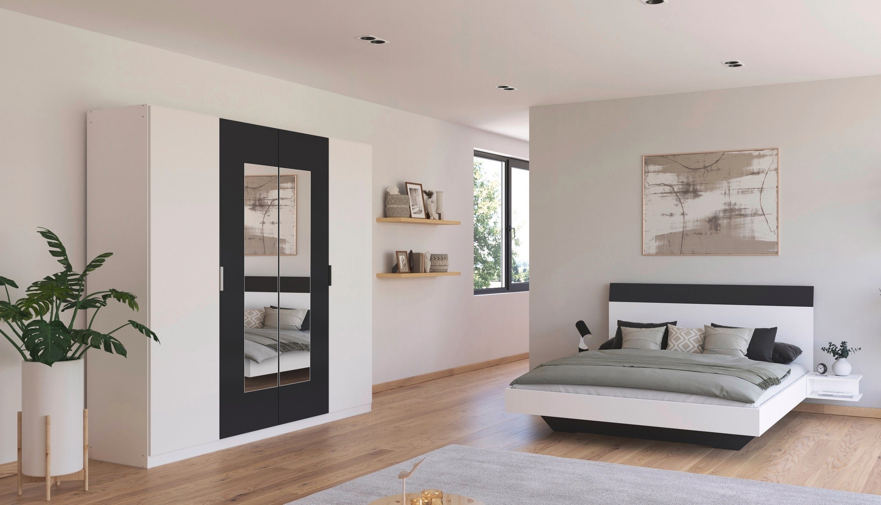 rauch Slaapkamerserie Monza met draaideurkast breedte 226 cm, bedcombinatie in 2 breedtematen