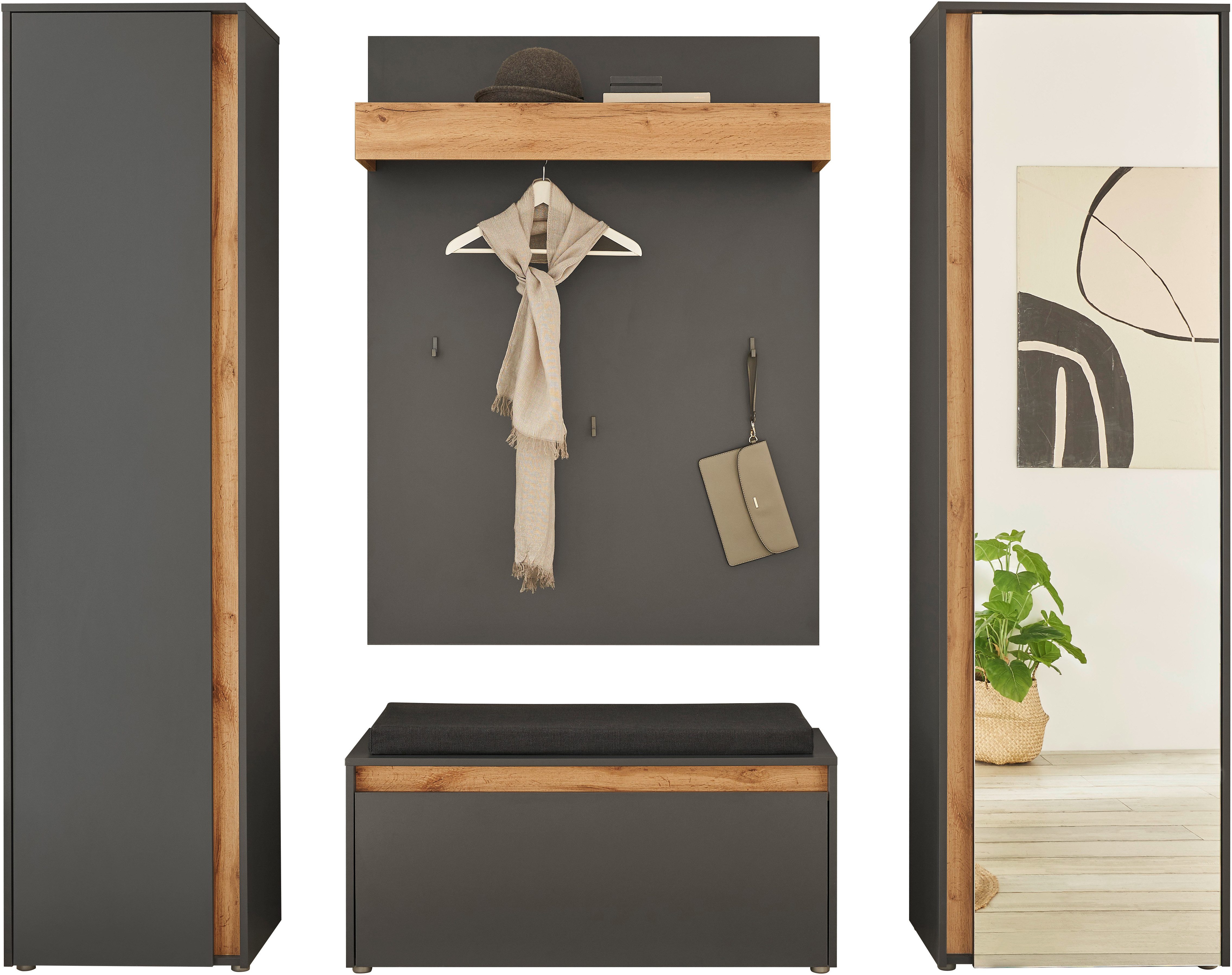 INOSIGN Halmeubelset GIRON/ CiTY, Garderobe in Wotan Eik, moderne garderobekast (complete set, 4-delig)