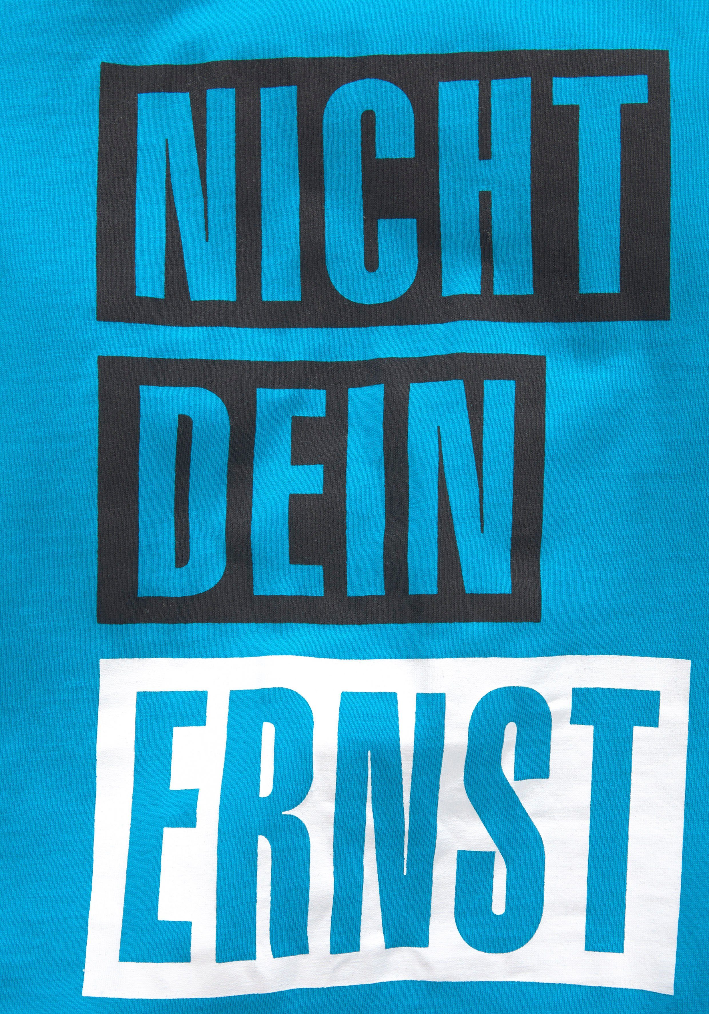 KIDSWORLD T-shirt Met spreuk: NICHT DEIN ERNST Korte mouwen, basic pasvorm, met trendy opdruk