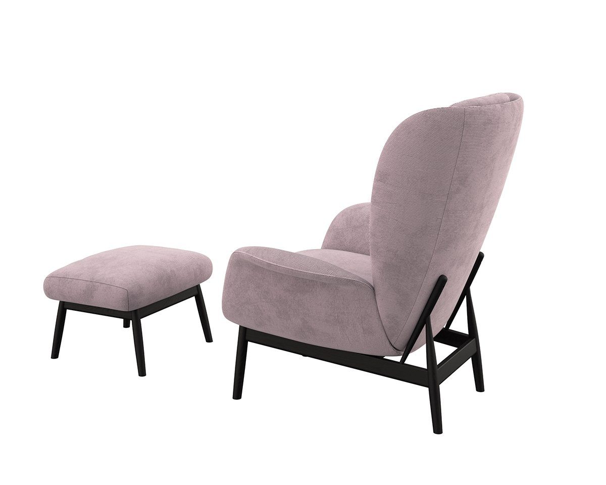 FLEXLUX Oorfauteuil Padova Stijl & comfort, organische vorm, geïntegreerde lendensteun, zwarte voet
