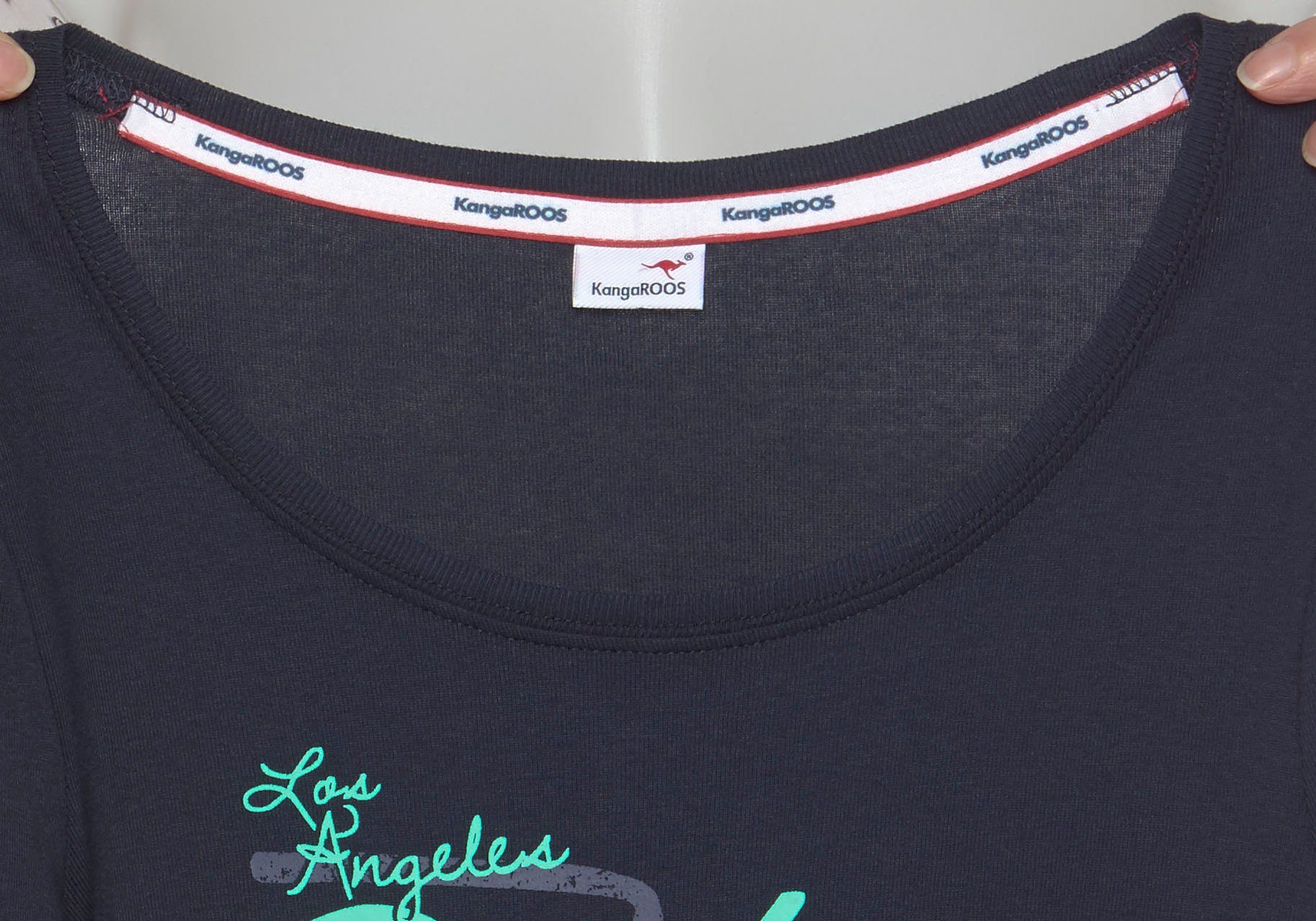 KangaROOS Shirt met 3/4-mouwen 3/4-mouw, zeer figuurgetailleerd, met logoprint, ronde hals