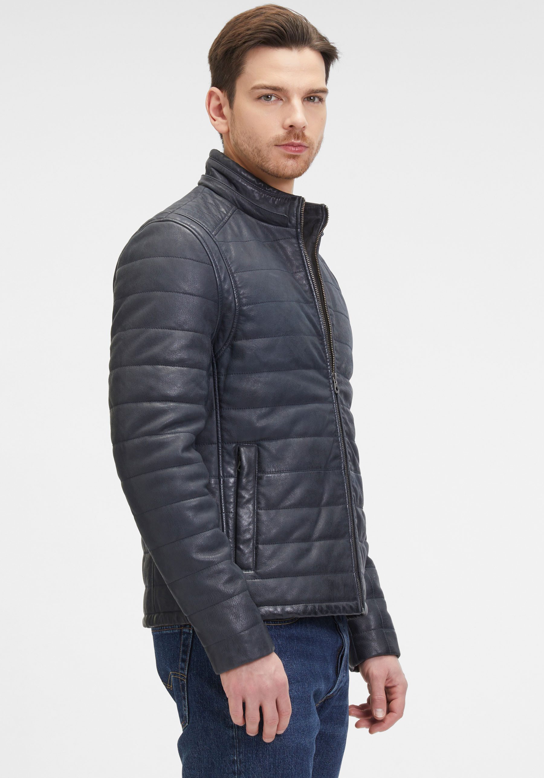 OTTO Mauritius Leren jack GMLyman met capuchon modieuze stitching