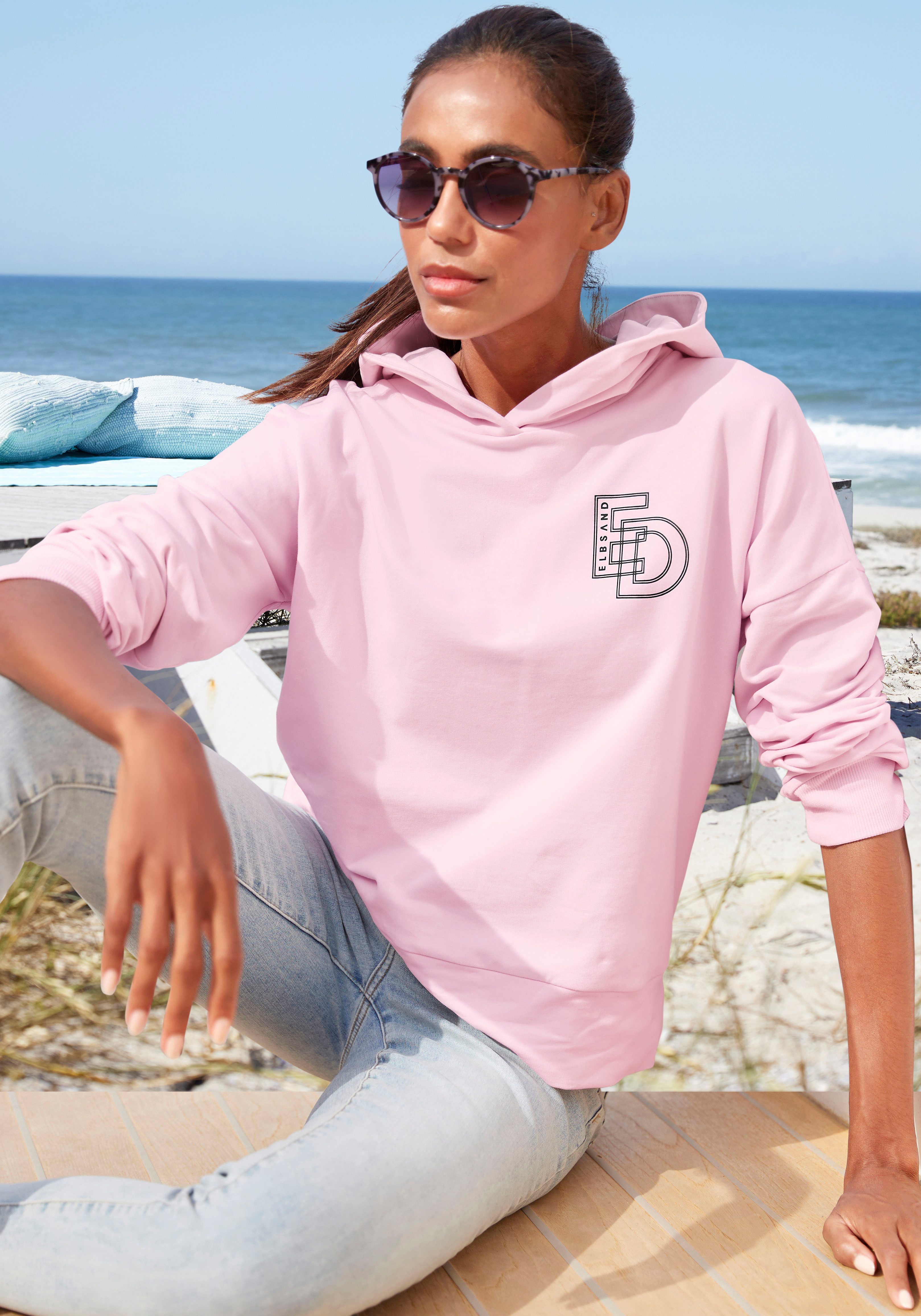 Elbsand Hoodie met grote logoprint op de rug comfortabele hoodie van katoen
