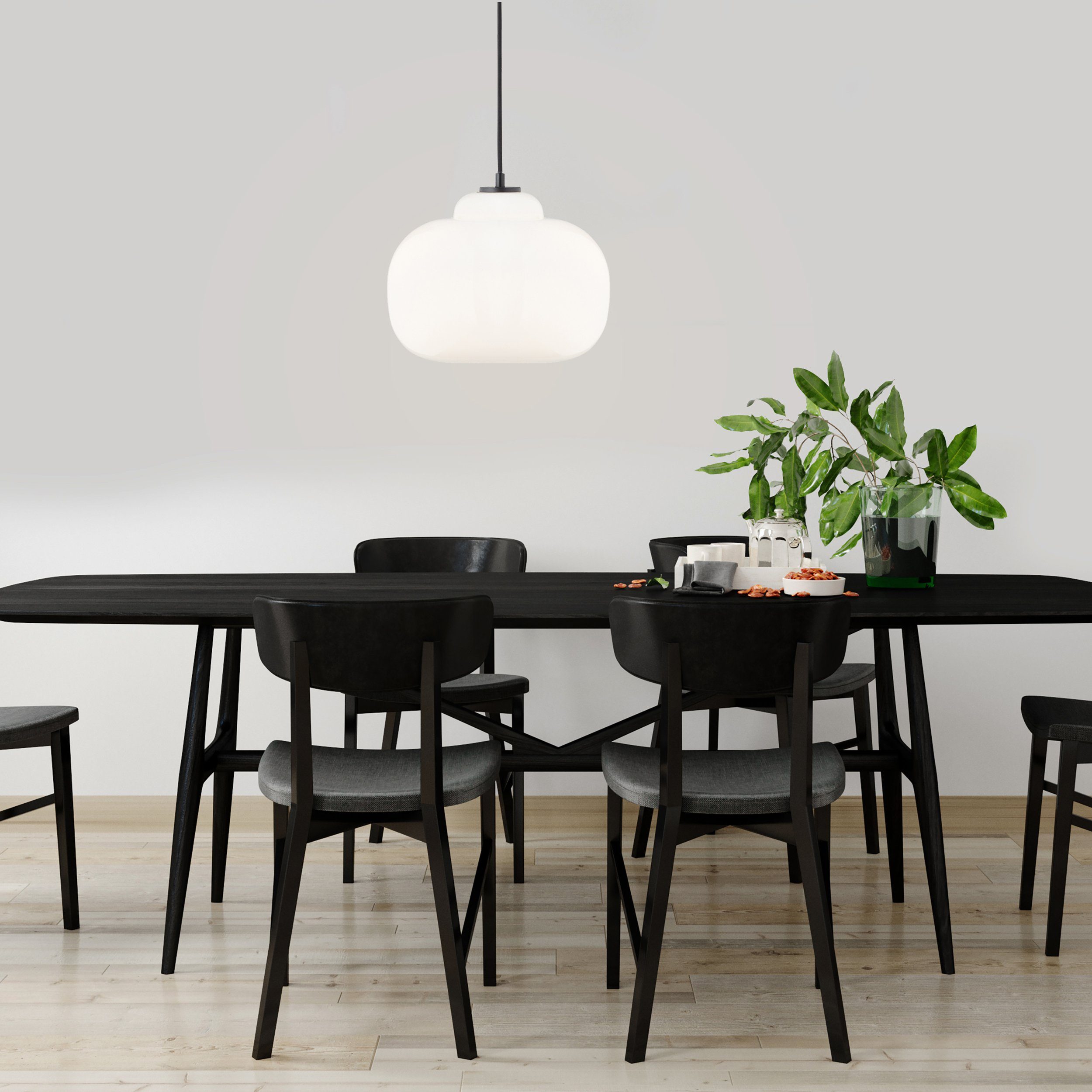 Brilliant Leuchten Hanglamp Blop Hoogte 128,5 cm, Ø 30 cm, E27, inkortbaar, glas/metaal
