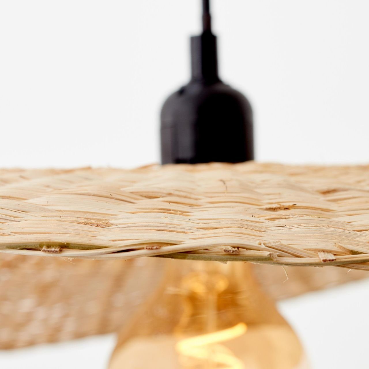 Brilliant Leuchten Hanglamp Jefter 120 cm hoogte, dimbaar, ø 60 cm, e27, bamboe, zwart/natuur (1 stuk)