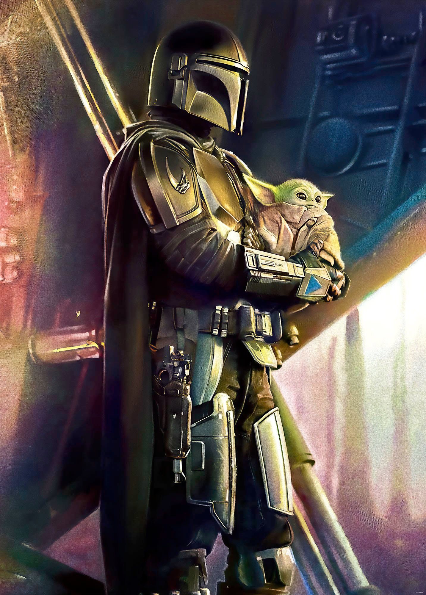 Komar Vliesbehang Digitale print vlies - Mandalorian Savior - Afmeting 200 x 280 cm zelfklevend behang multicolor