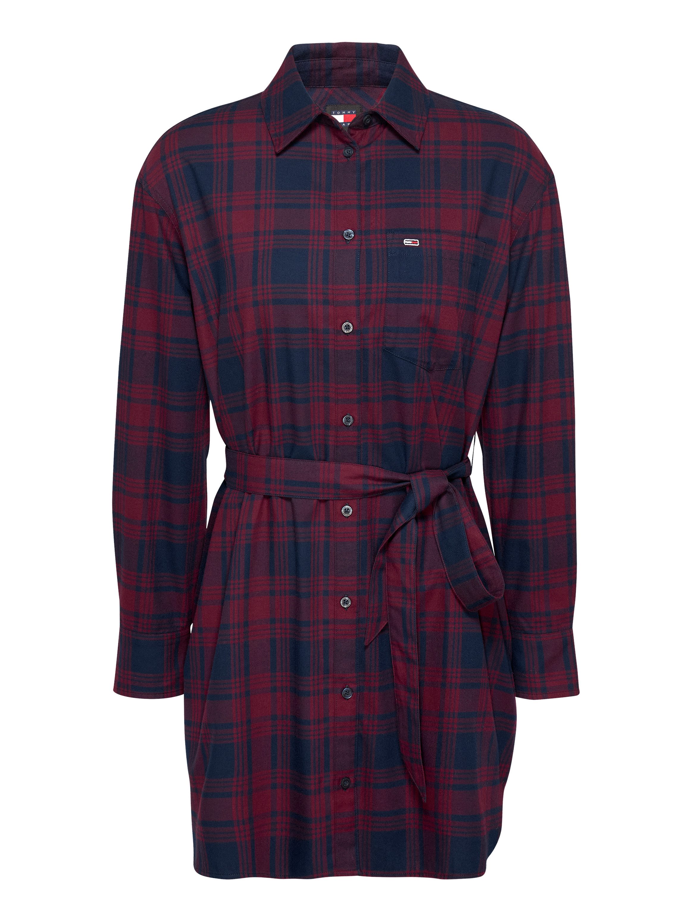 Tommy Jeans Curve Jurk met overhemdkraag TJW CHECK SHIRT DRESS EXT in grote maten, modieus ruitdessin